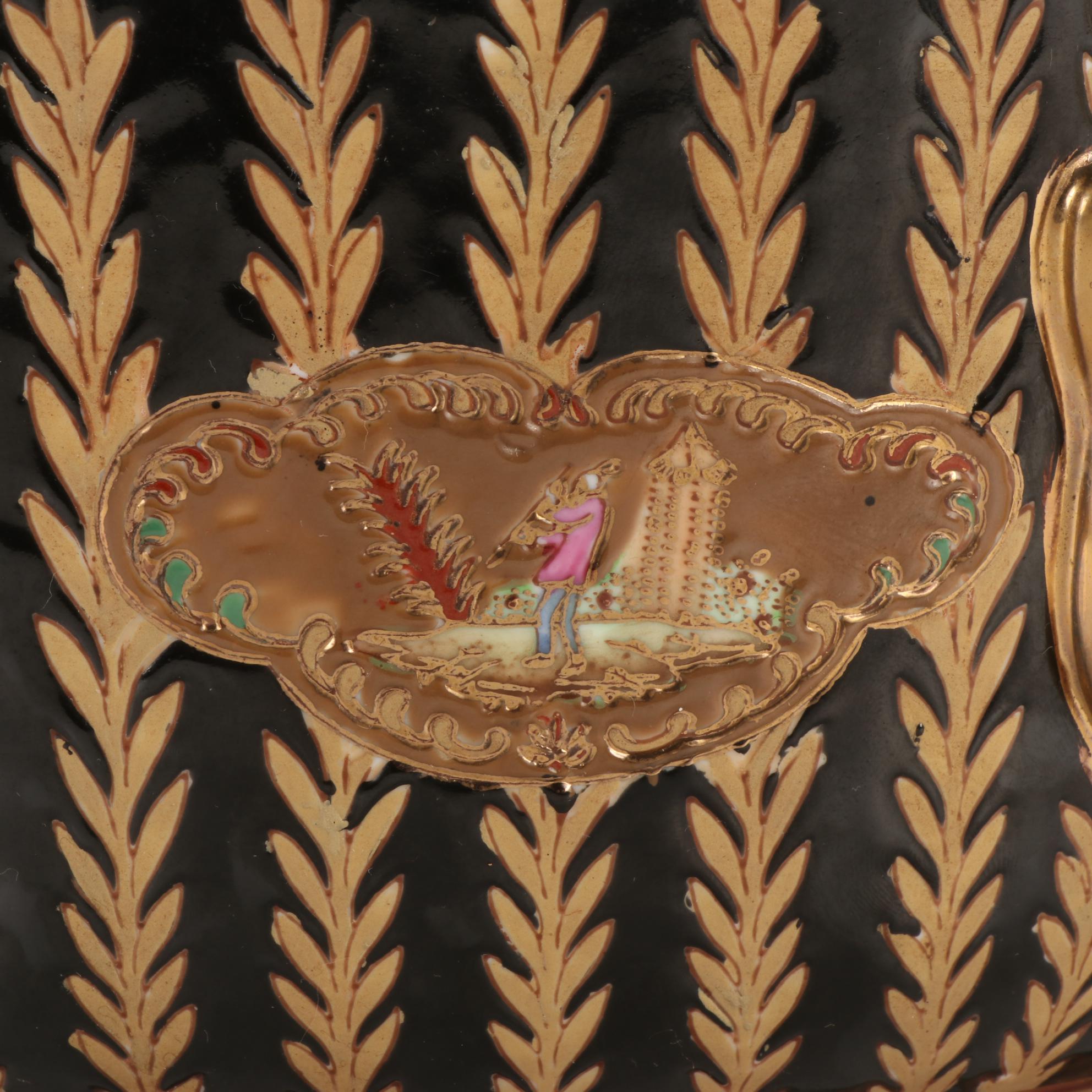 Cambridge "Bamboo" Flatware and Porcelain Lidded Pot with Ecclesiastical Crest
