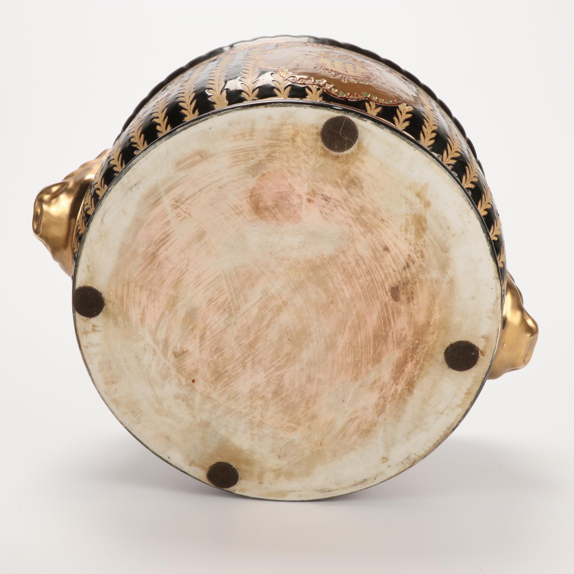 Cambridge "Bamboo" Flatware and Porcelain Lidded Pot with Ecclesiastical Crest