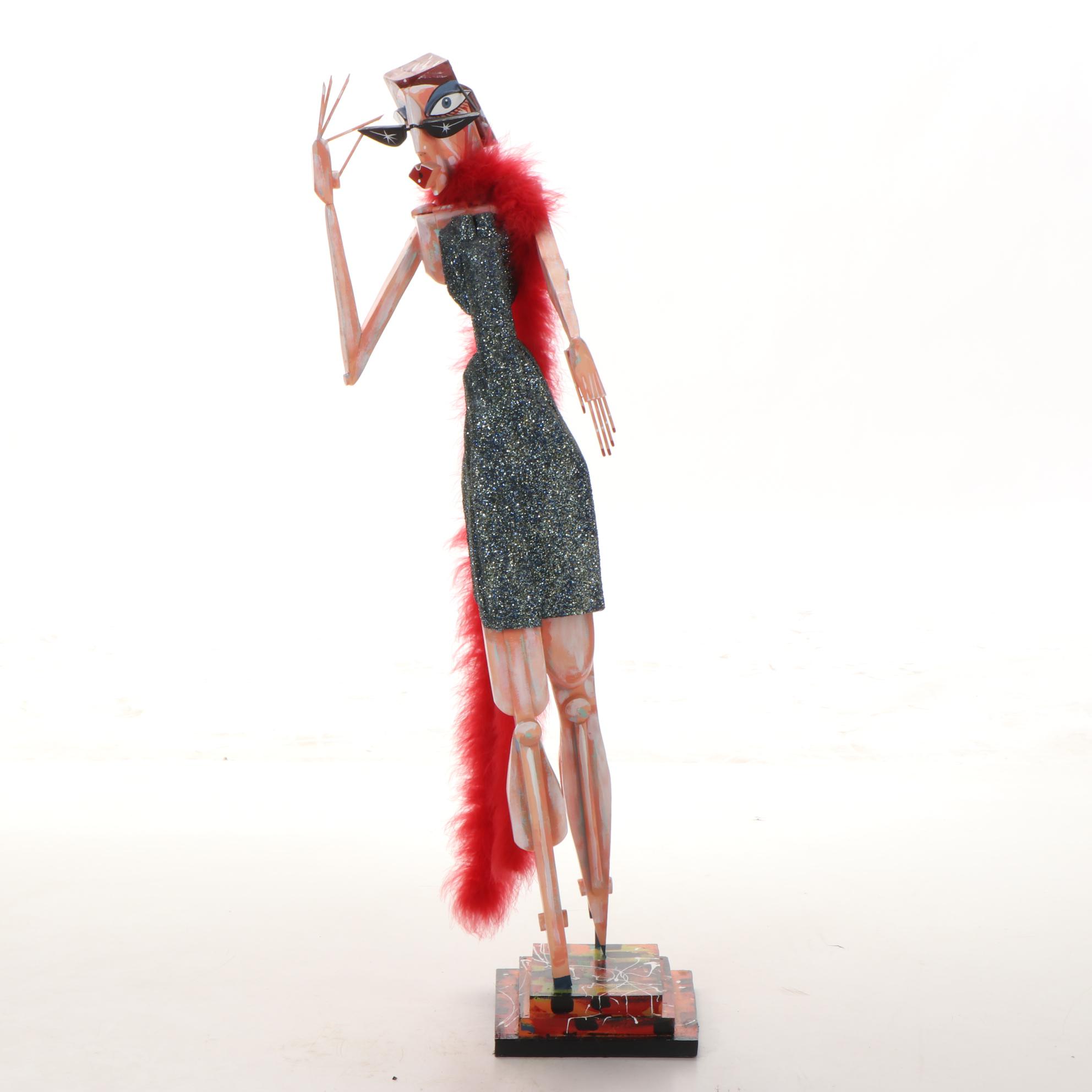 Joe Derr Mixed Media Sculpture of Fashionista