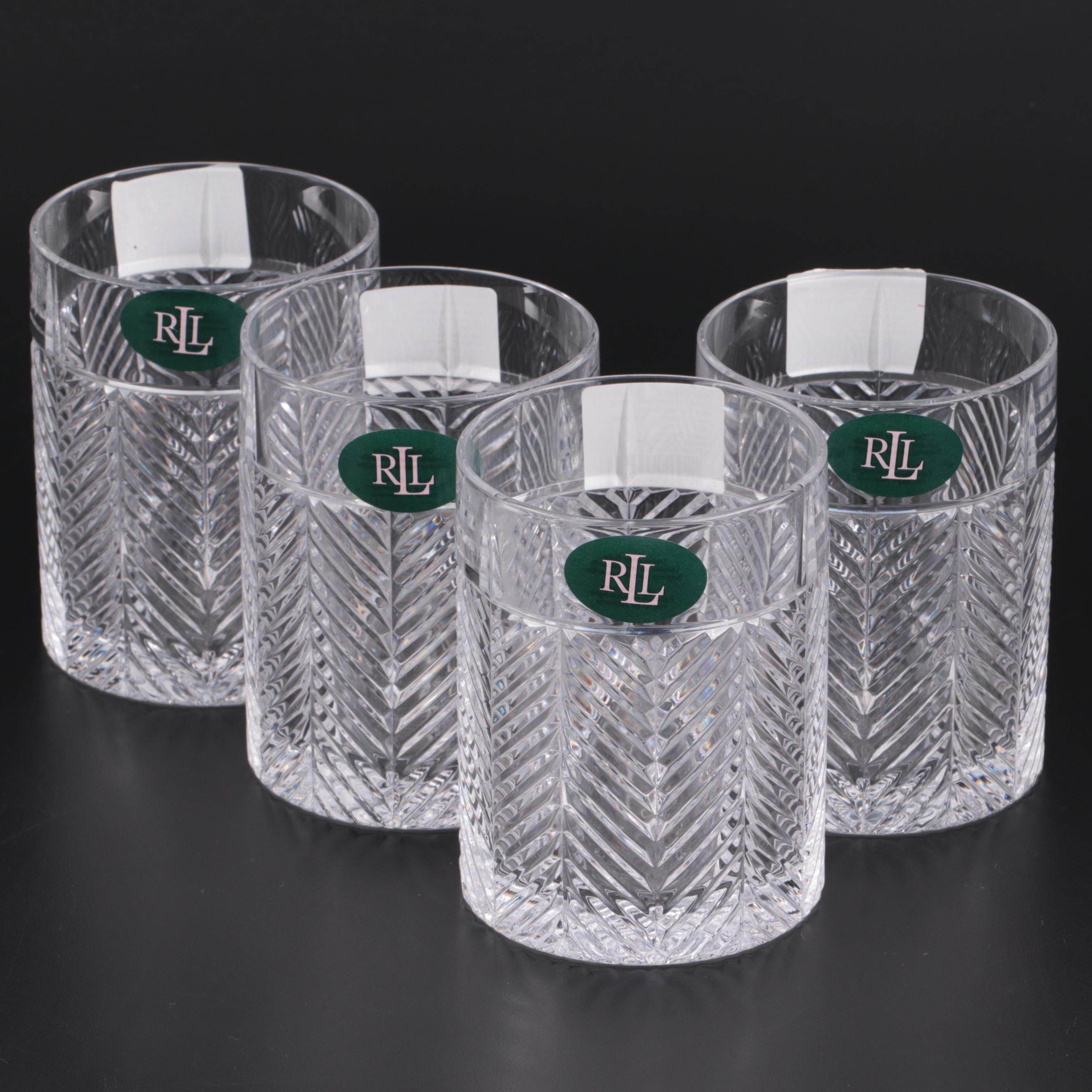 Ralph Lauren "Herringbone" Crystal Double Old Fashioned Glasses