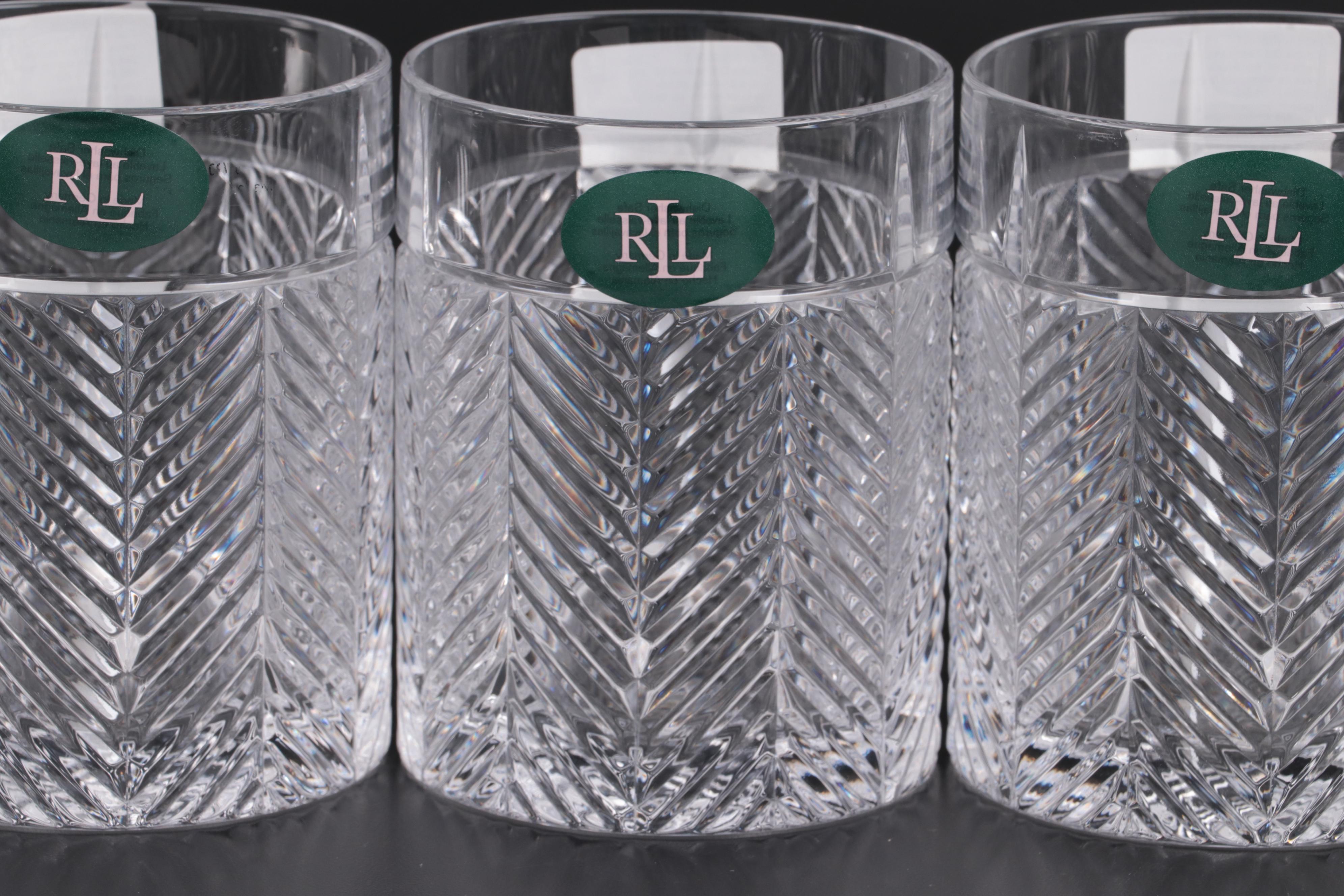 Ralph Lauren "Herringbone" Crystal Double Old Fashioned Glasses