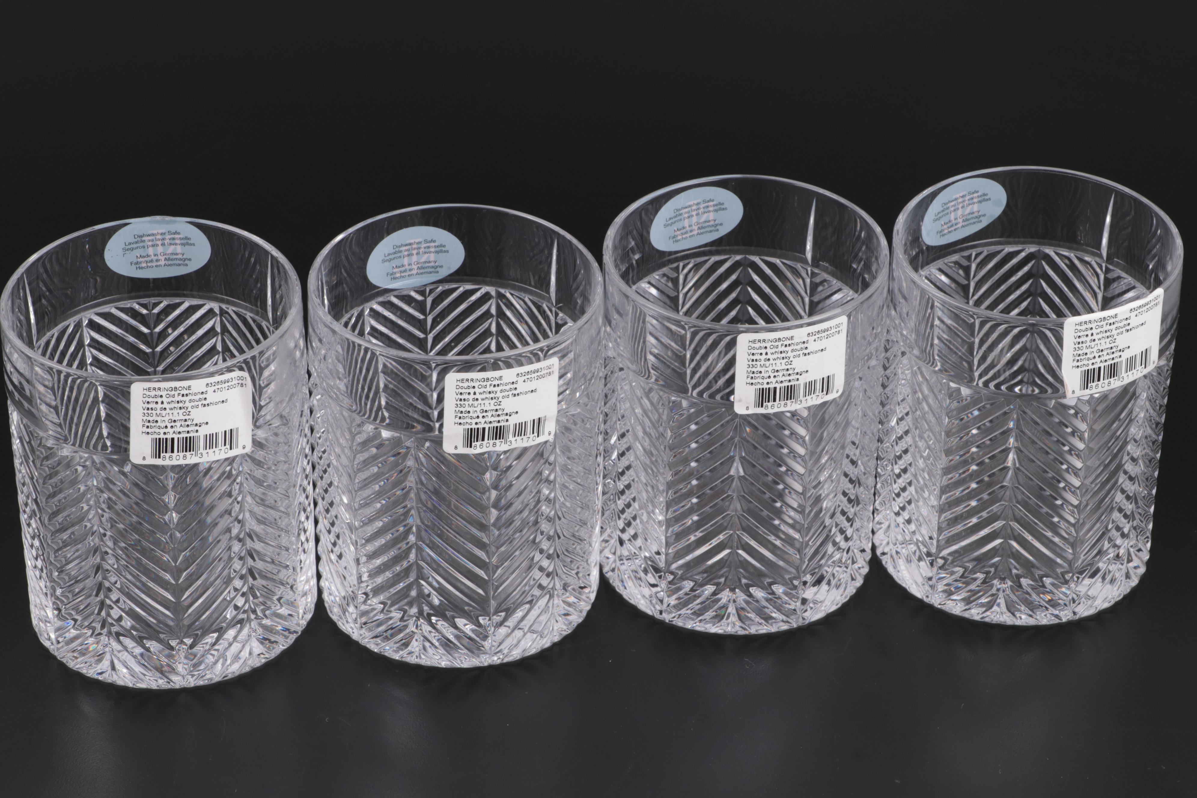 Ralph Lauren "Herringbone" Crystal Double Old Fashioned Glasses