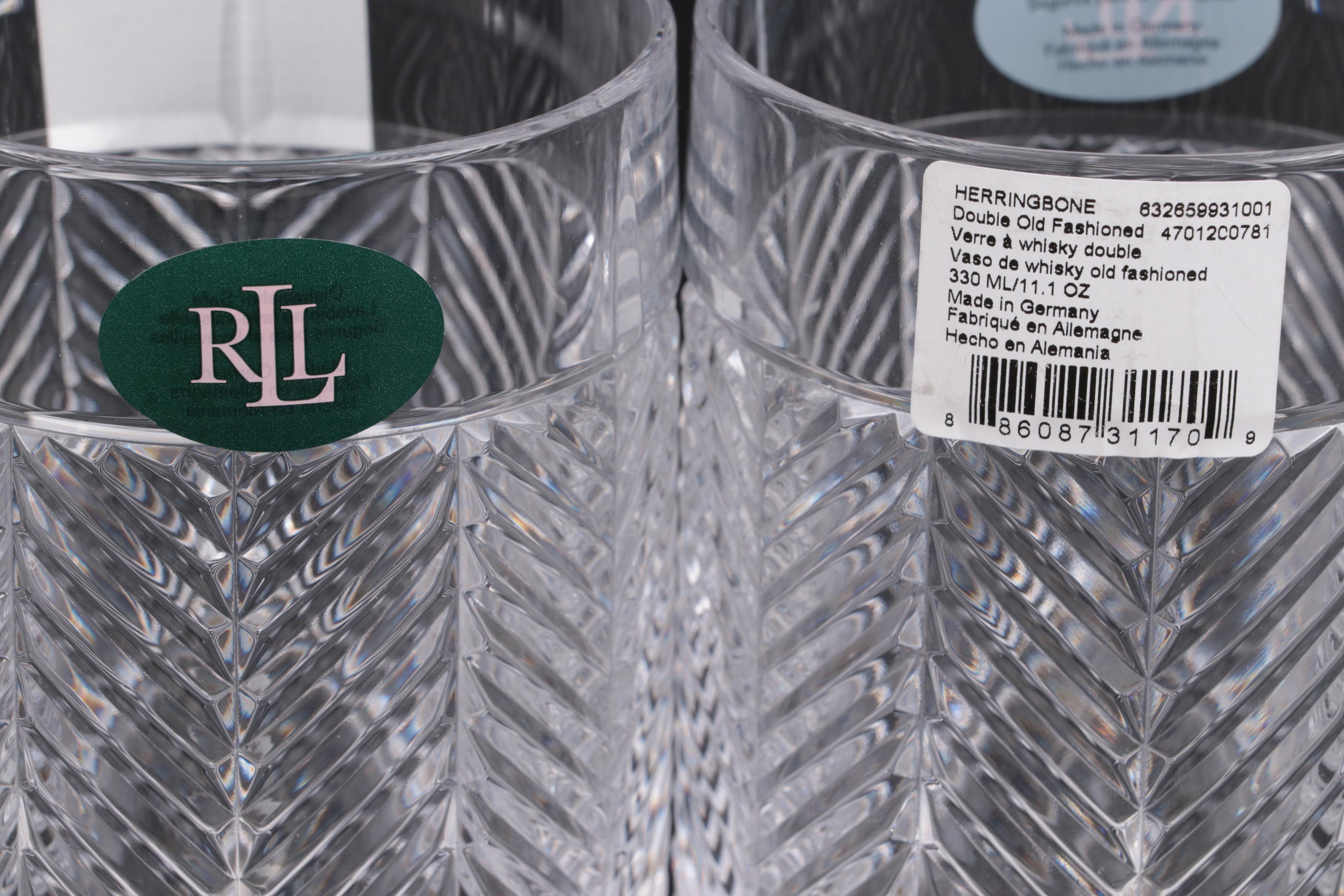 Ralph Lauren "Herringbone" Crystal Double Old Fashioned Glasses