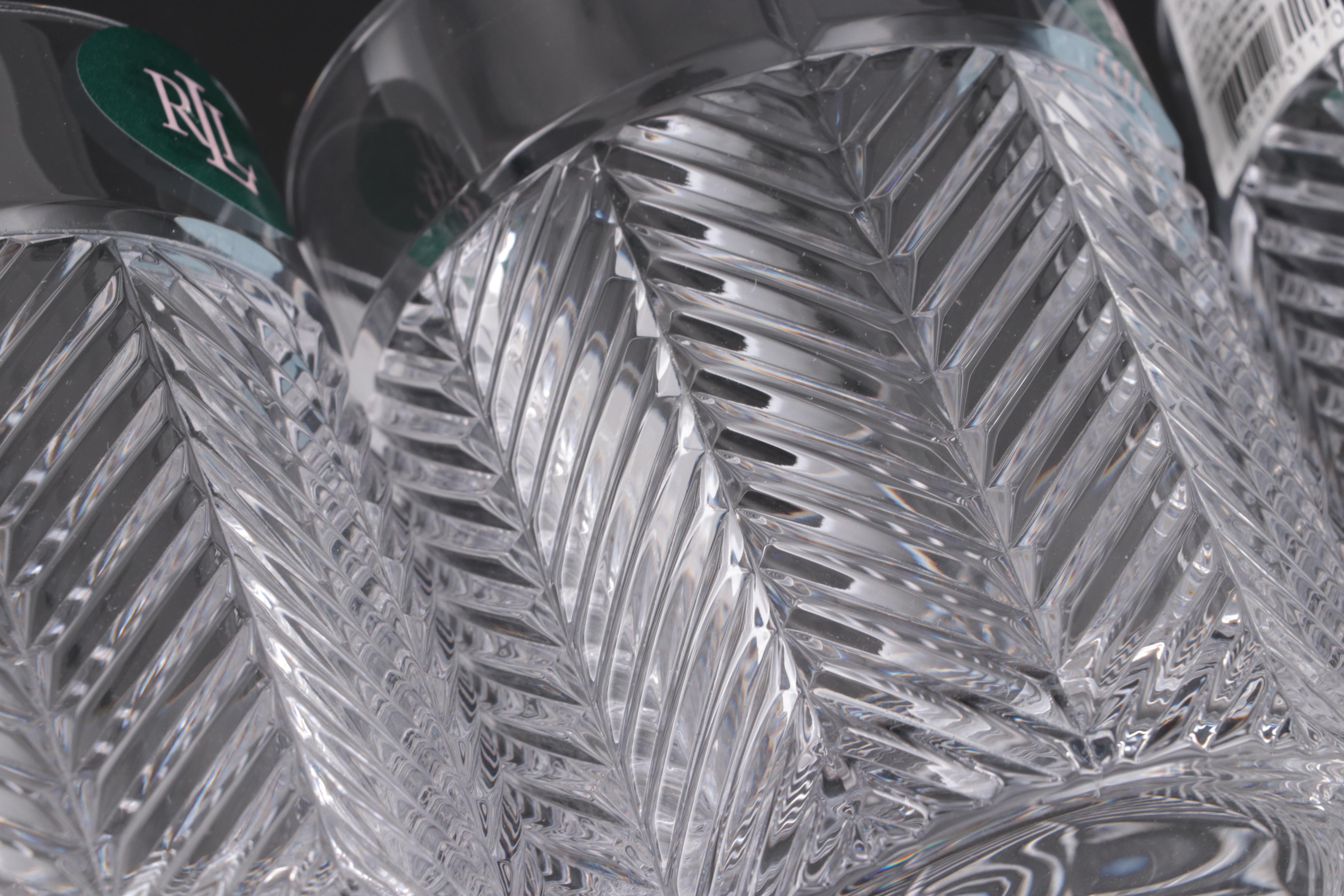 Ralph Lauren "Herringbone" Crystal Double Old Fashioned Glasses