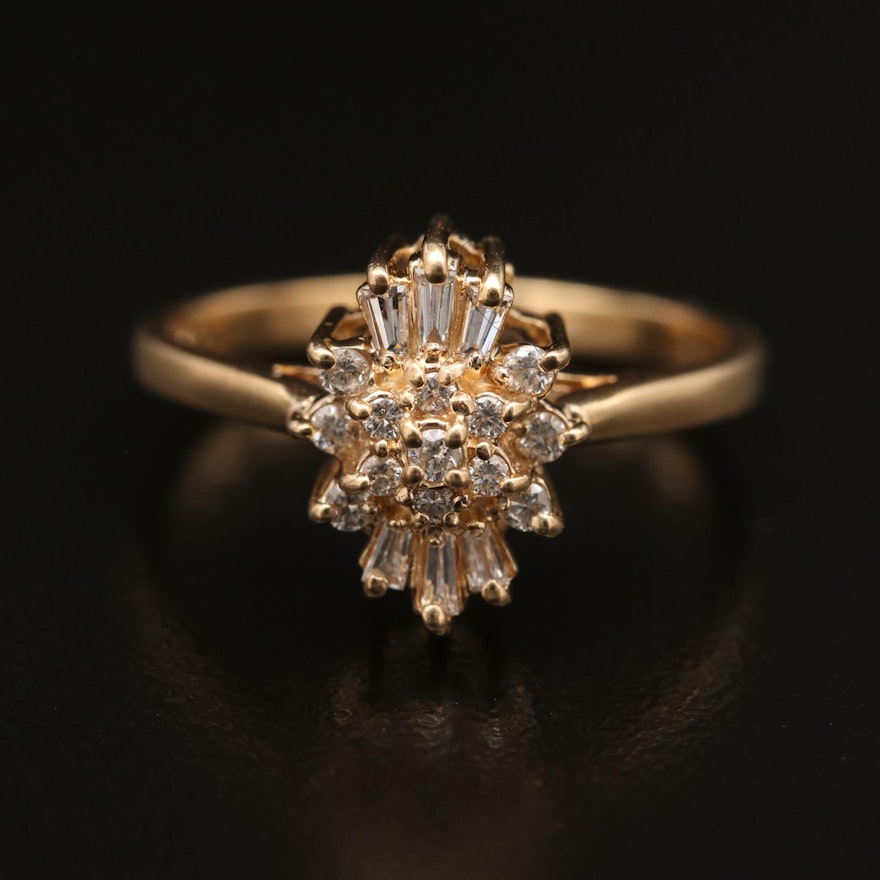 14K Diamond Cluster Ring