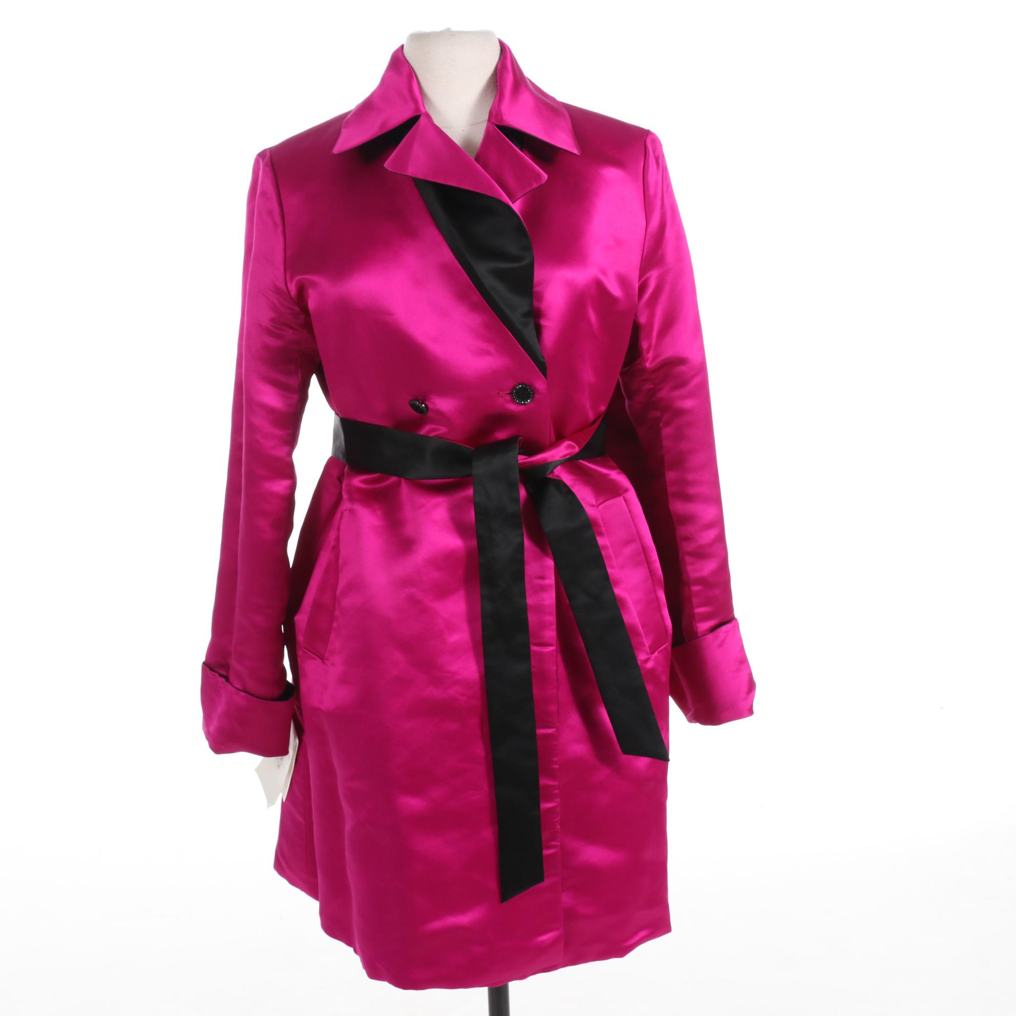St. John Coat Collection Reversible Silk Jacket in Black and Fuchsia