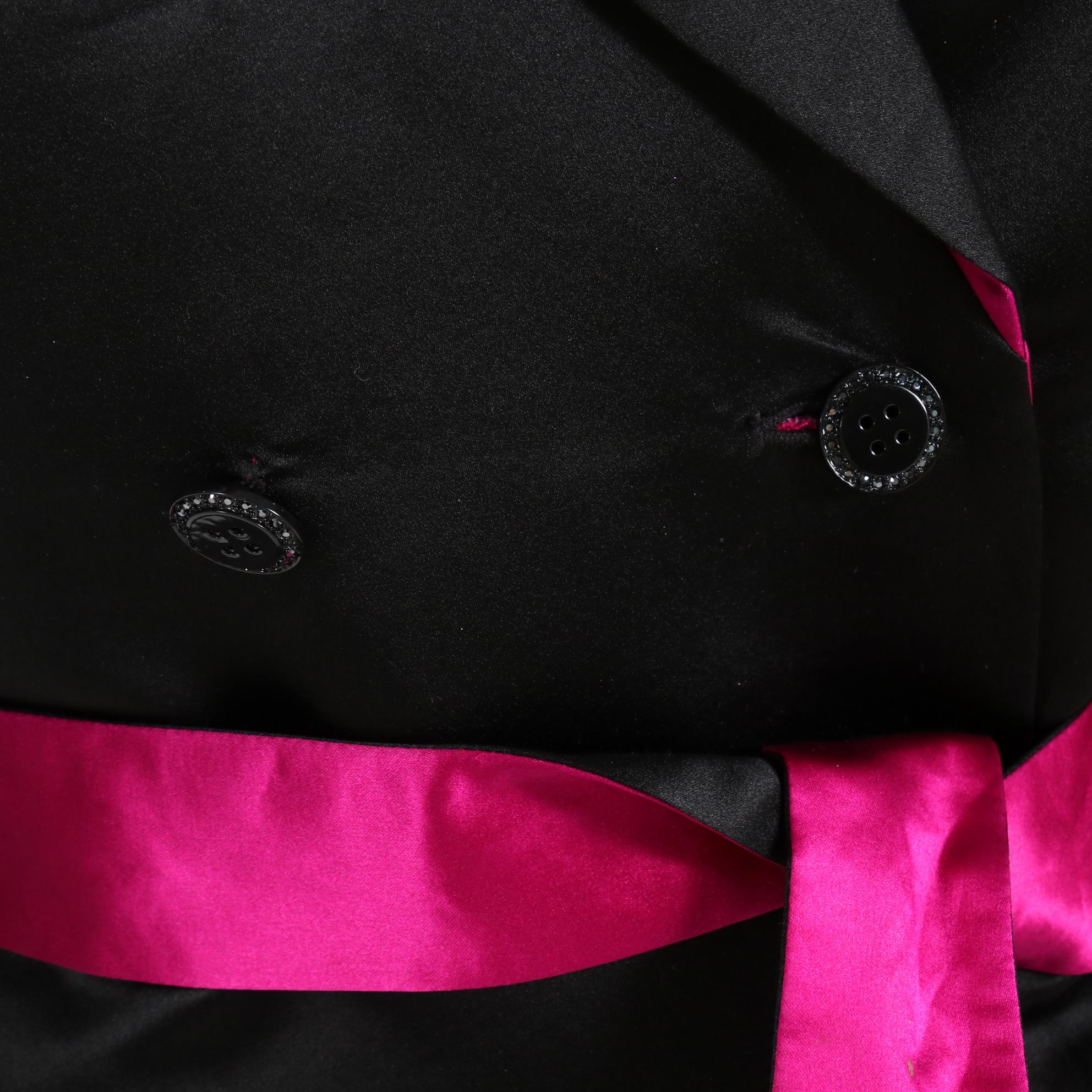 St. John Coat Collection Reversible Silk Jacket in Black and Fuchsia