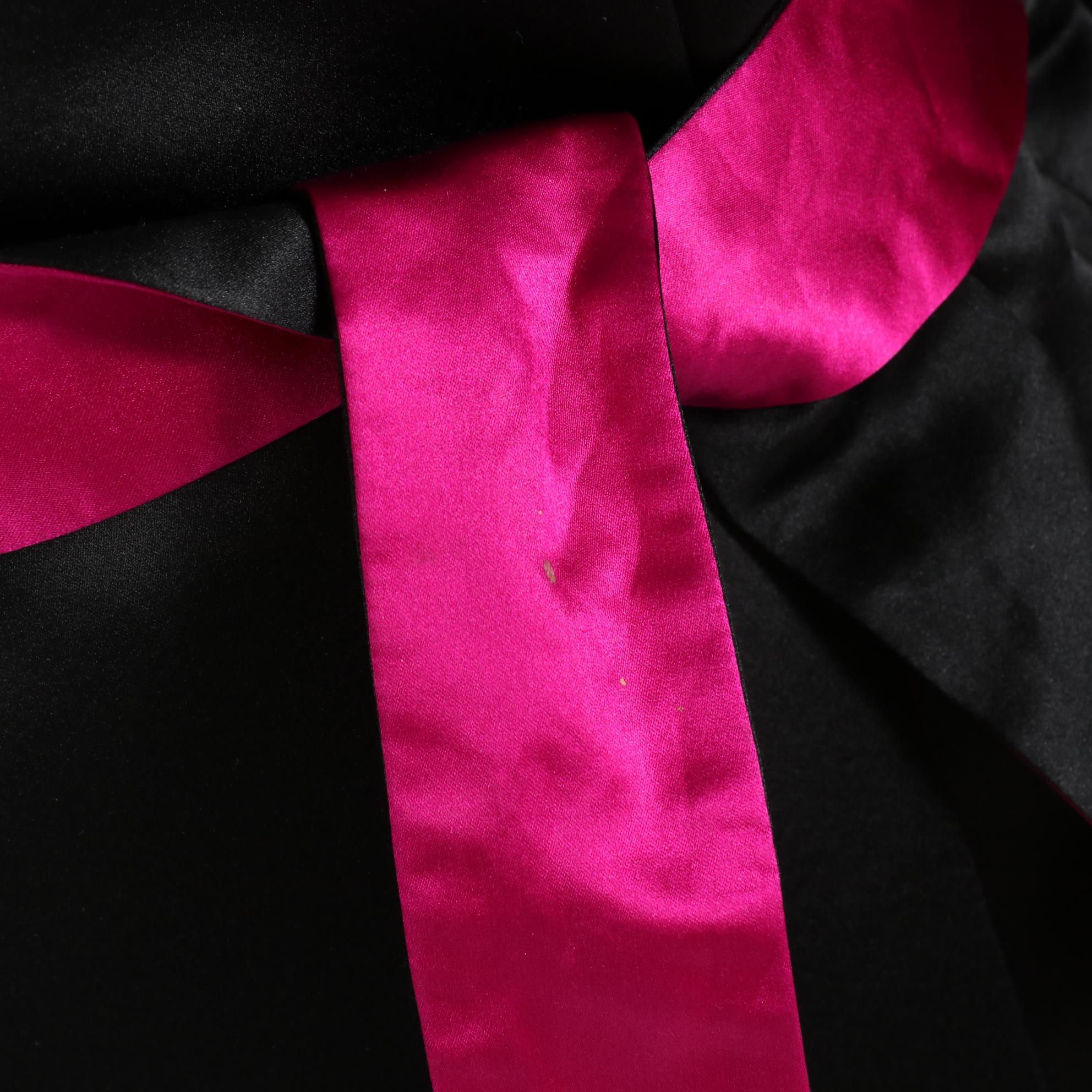 St. John Coat Collection Reversible Silk Jacket in Black and Fuchsia