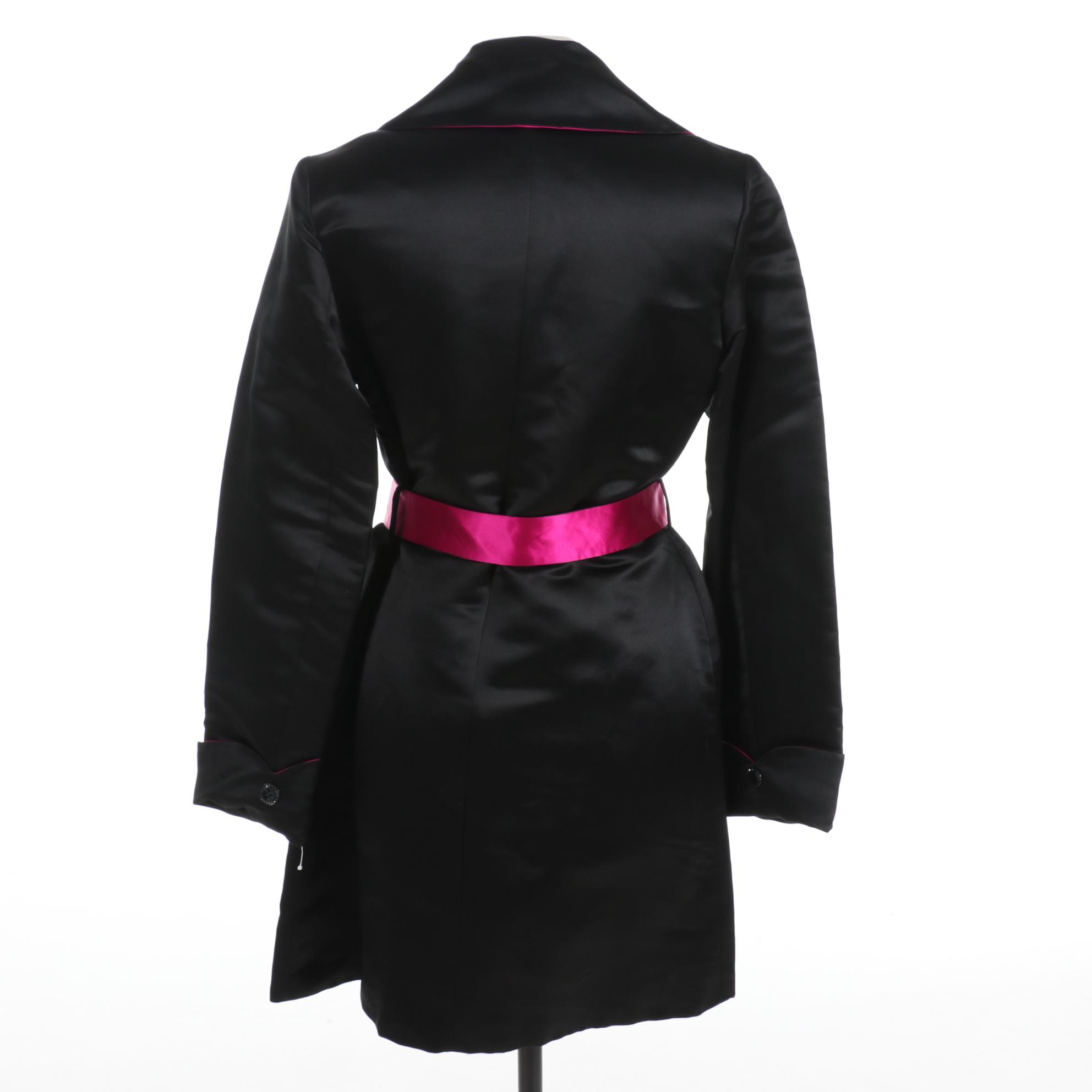 St. John Coat Collection Reversible Silk Jacket in Black and Fuchsia