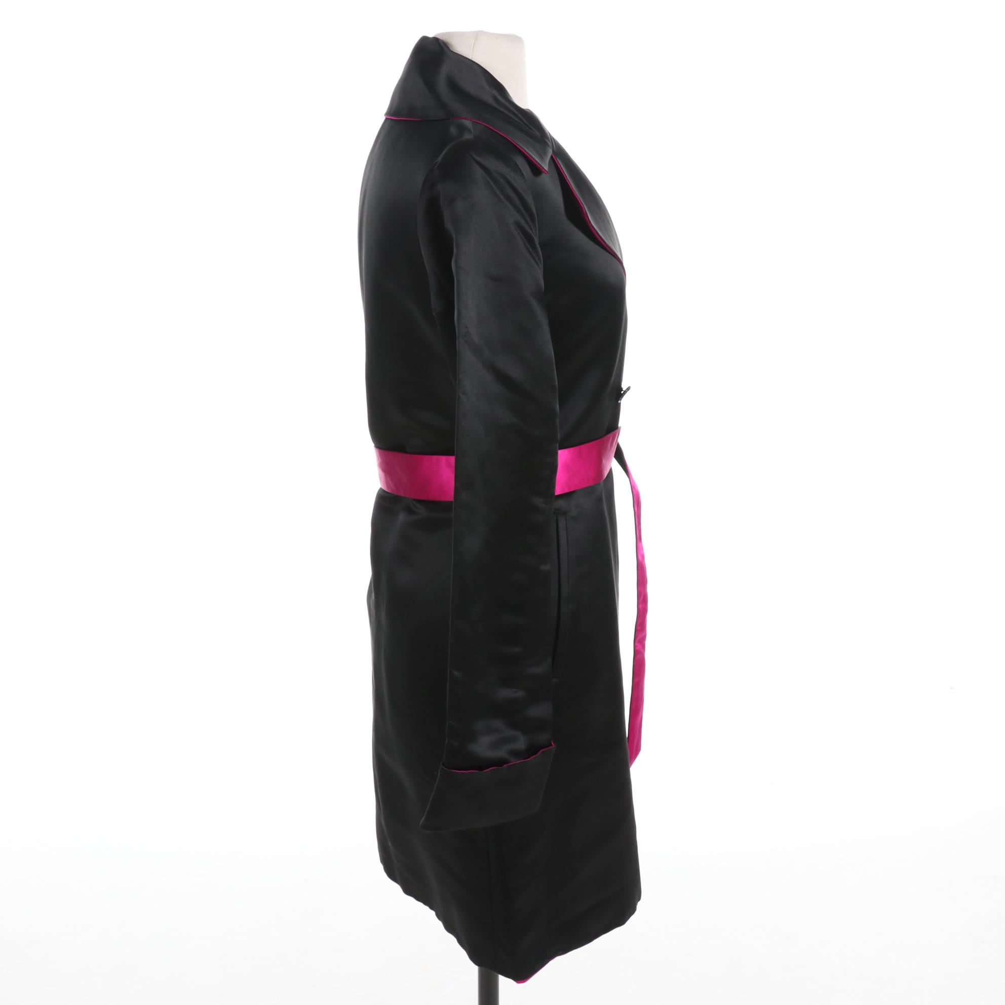 St. John Coat Collection Reversible Silk Jacket in Black and Fuchsia