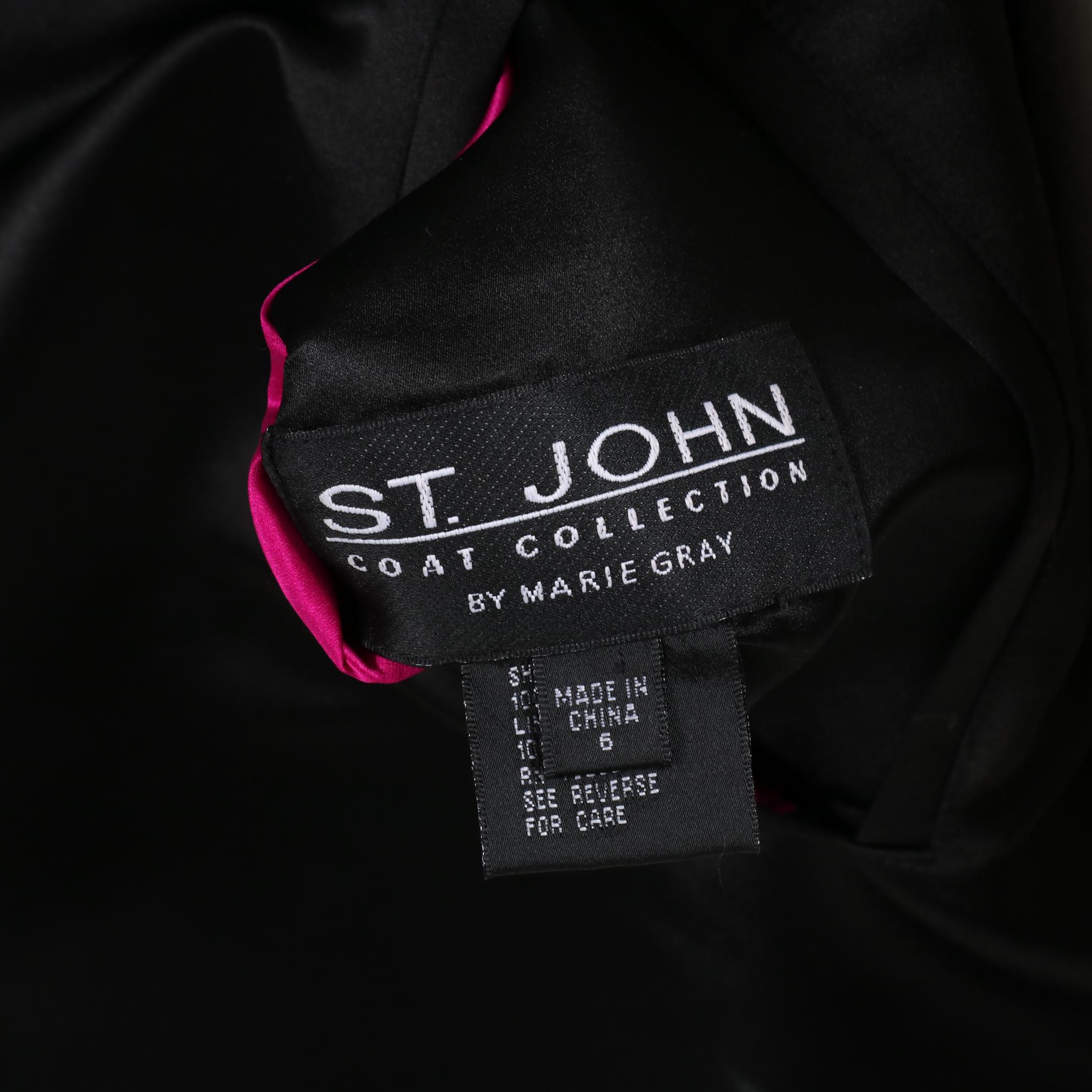 St. John Coat Collection Reversible Silk Jacket in Black and Fuchsia