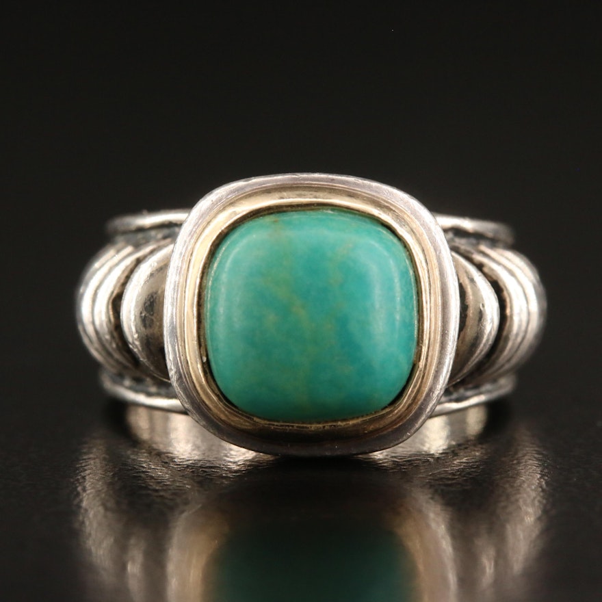 Joseph Esposito Sterling Silver Turquoise Ring with 14K Accent