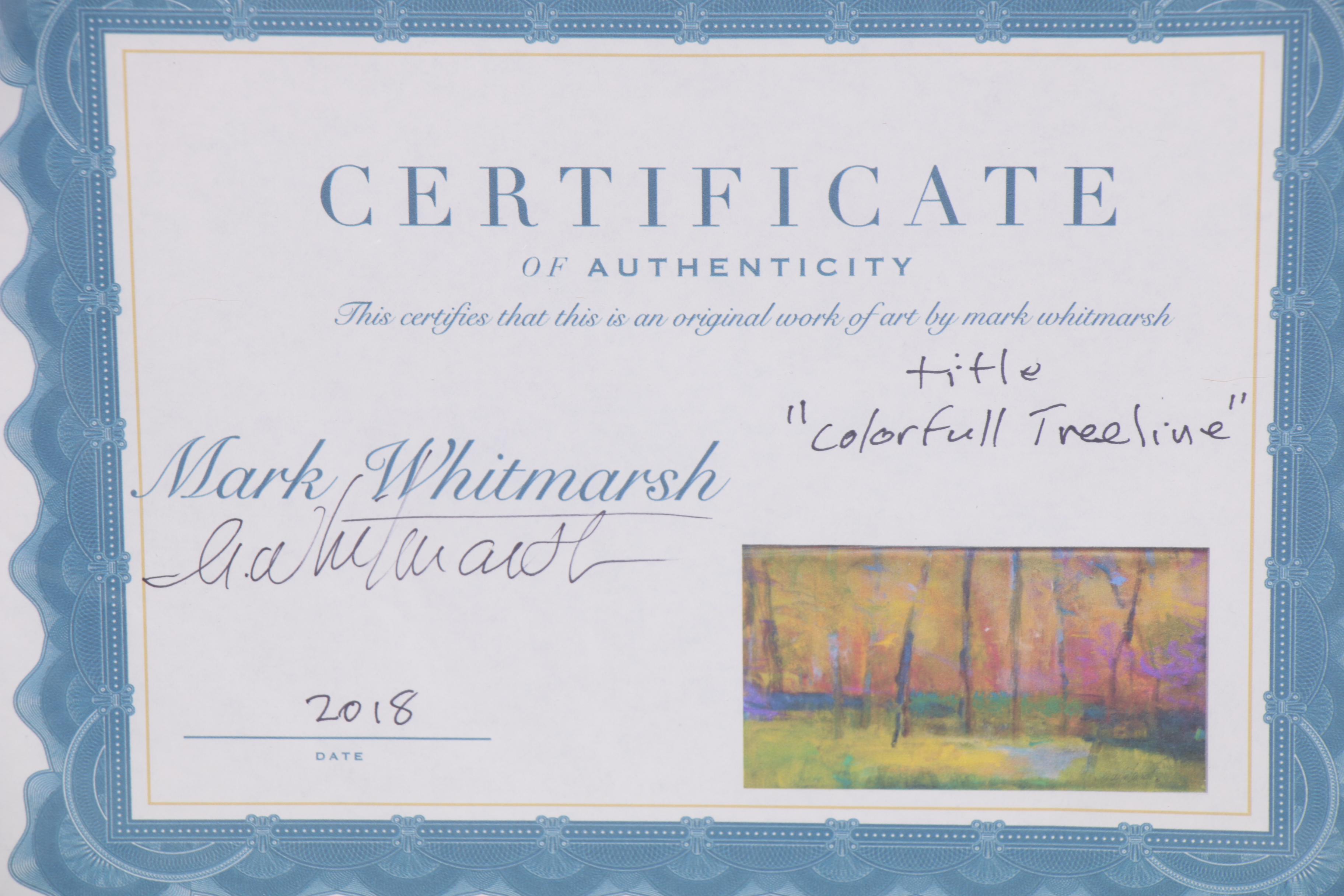 Mark Whitmarsh Landscape Acrylic Painting "Colorful Treeline," 2018