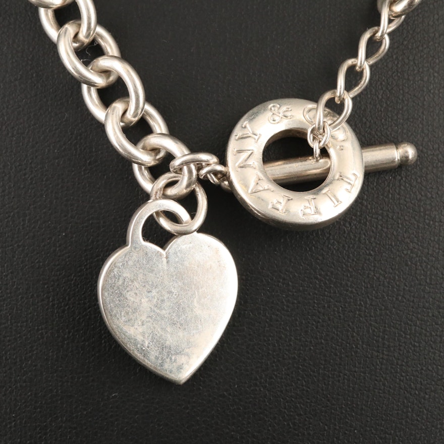 Tiffany & Co. Sterling Silver Heart Tag Choker Necklace