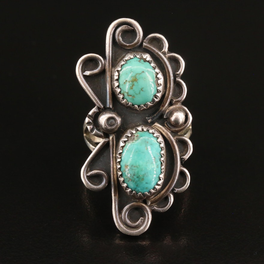 Western Style Sterling Silver Turquoise Ring