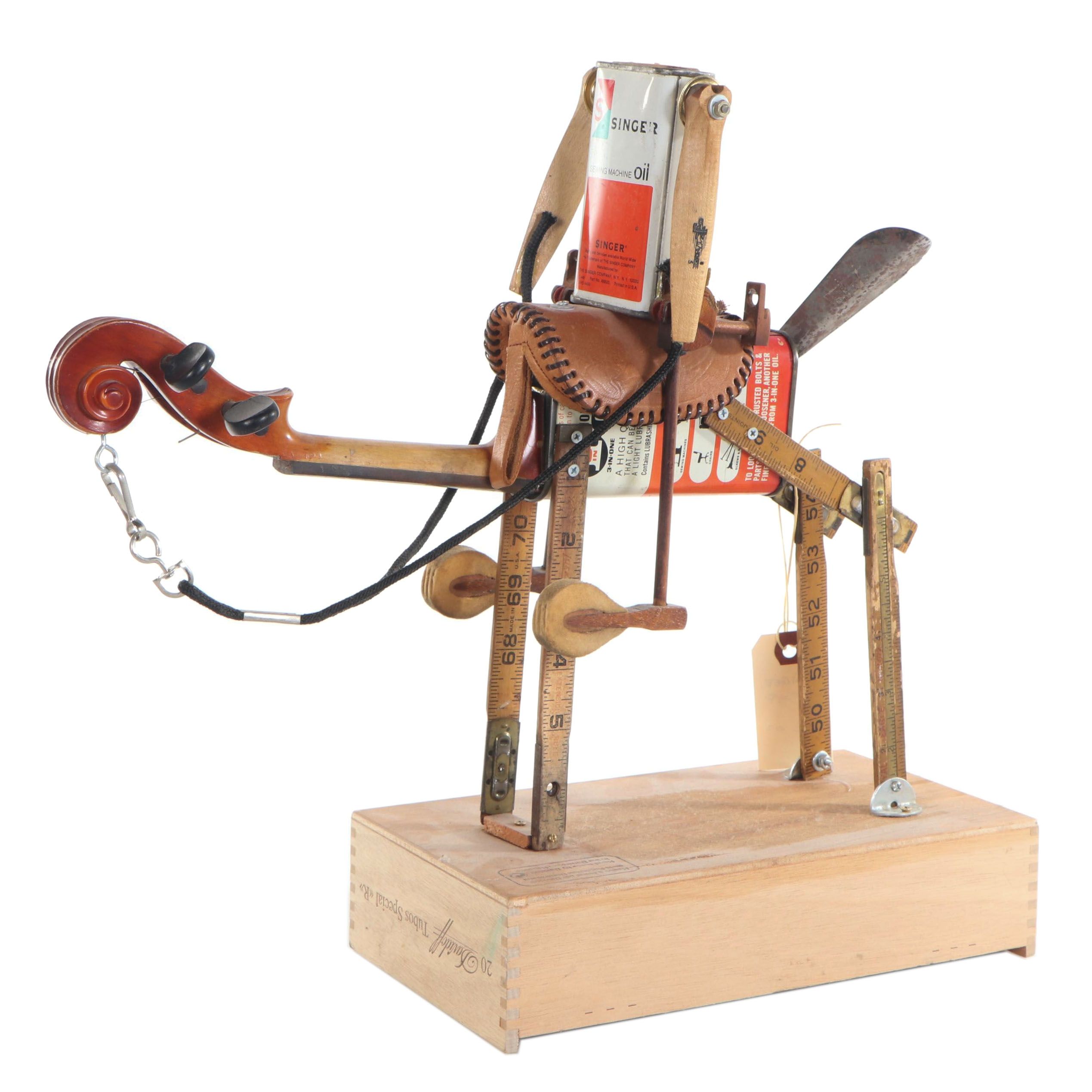 Folk Art Assemblage Sculpture "Singer Rider," 2013