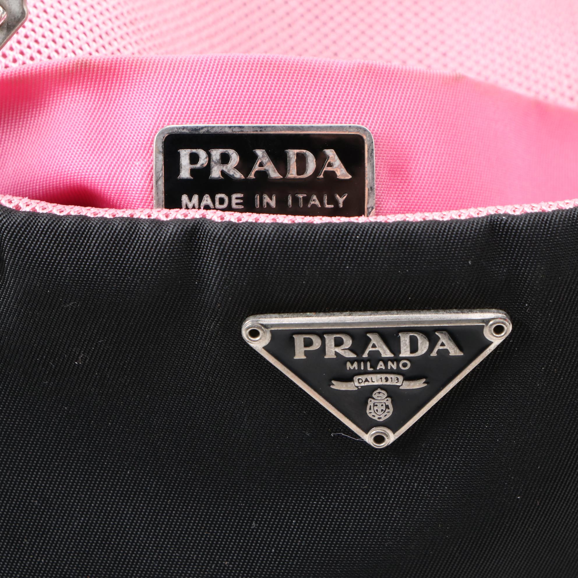 Prada Tessuto Vela Mini Tote in Black Nylon and Patent Leather