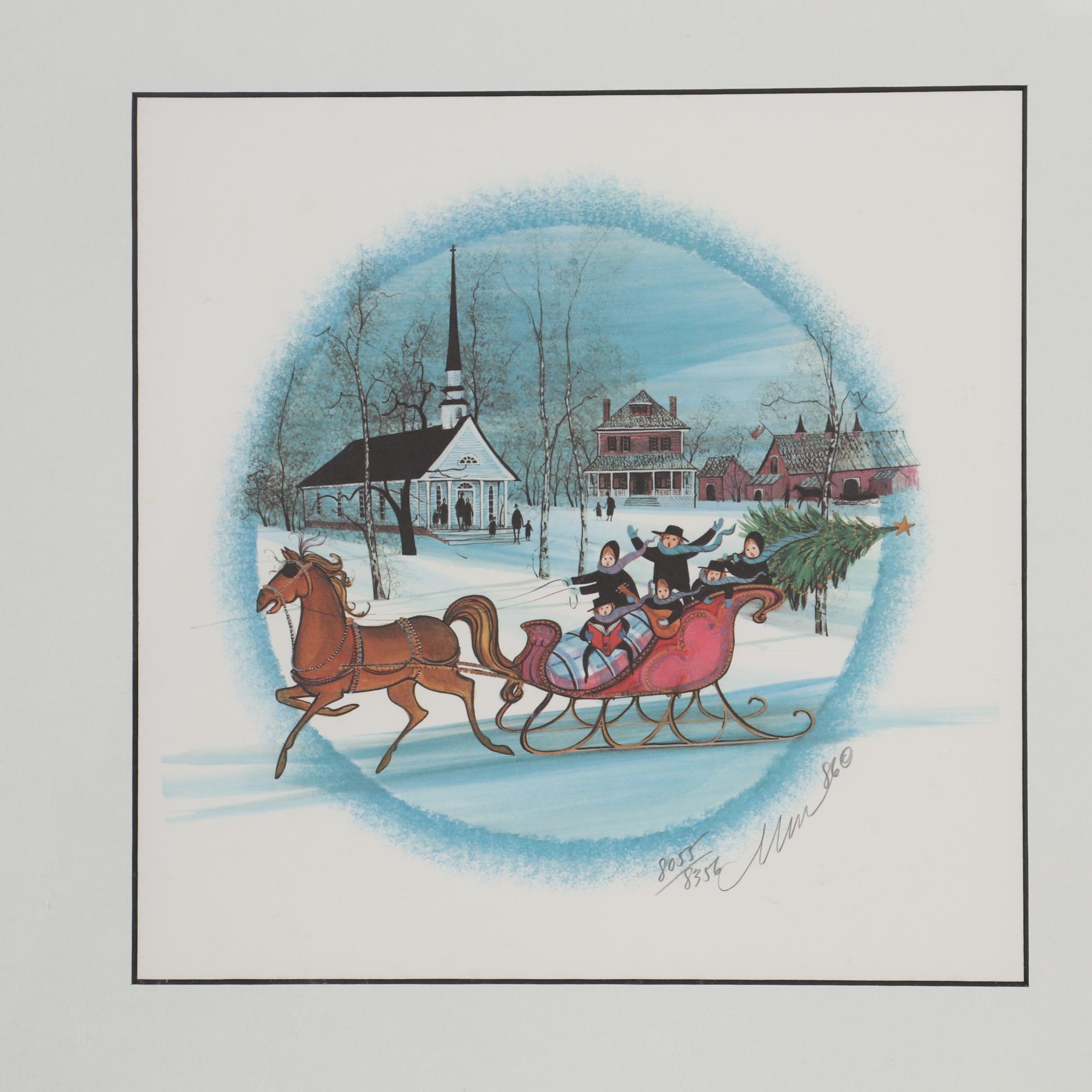 P. Buckley Moss Offset Lithographs of Winter Scenes, 1986 and 1988