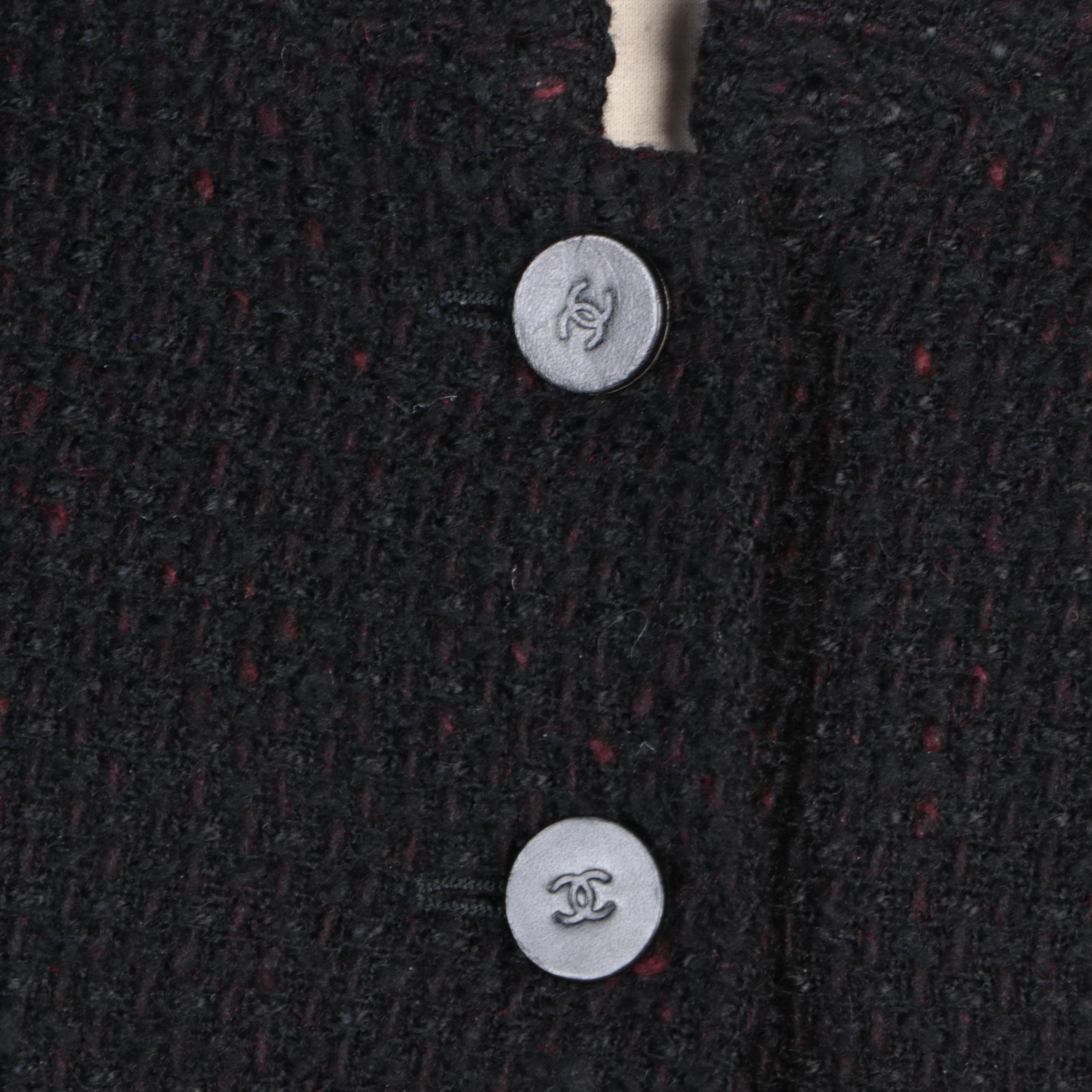 Chanel Black/Dark Red Wool Tweed Jacket