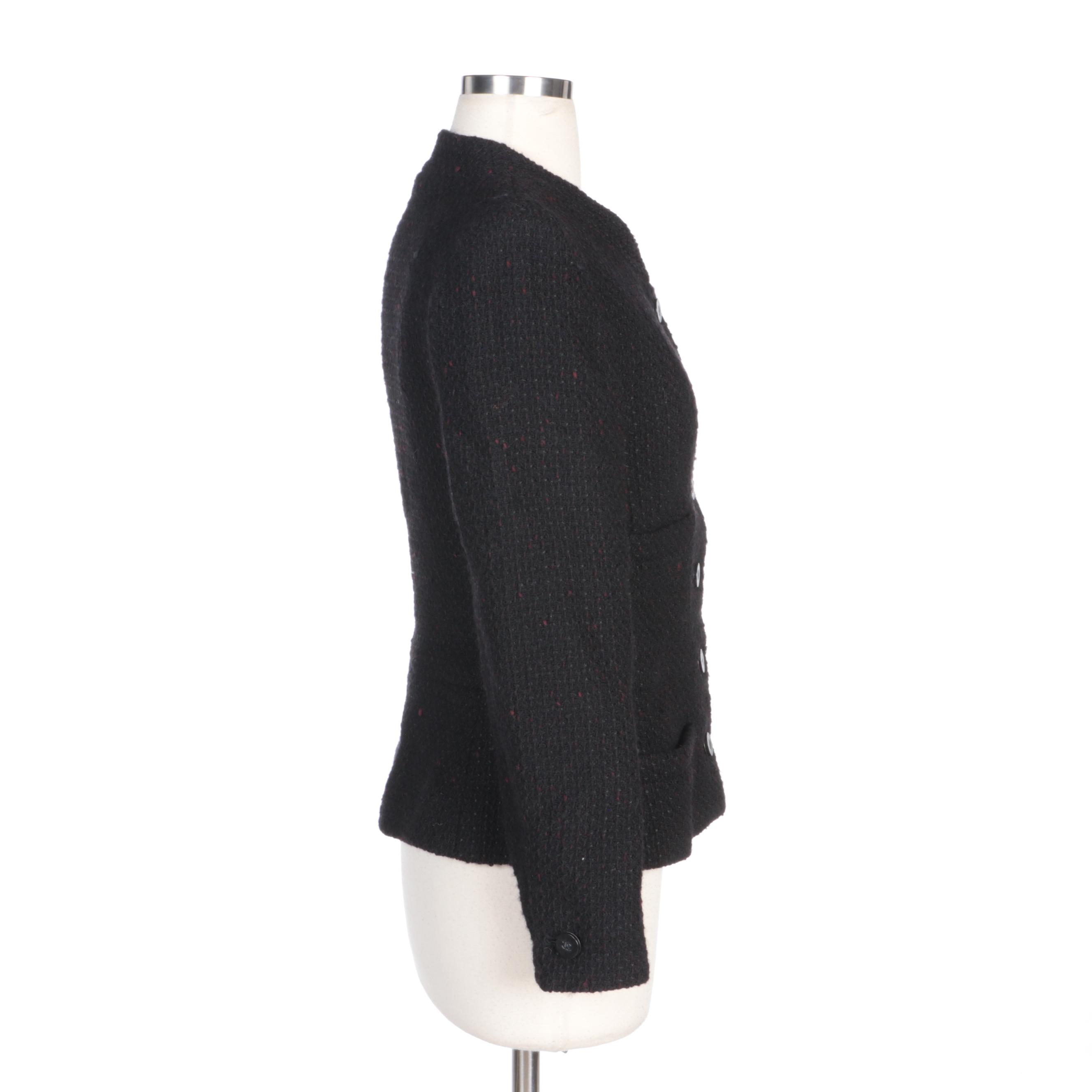 Chanel Black/Dark Red Wool Tweed Jacket