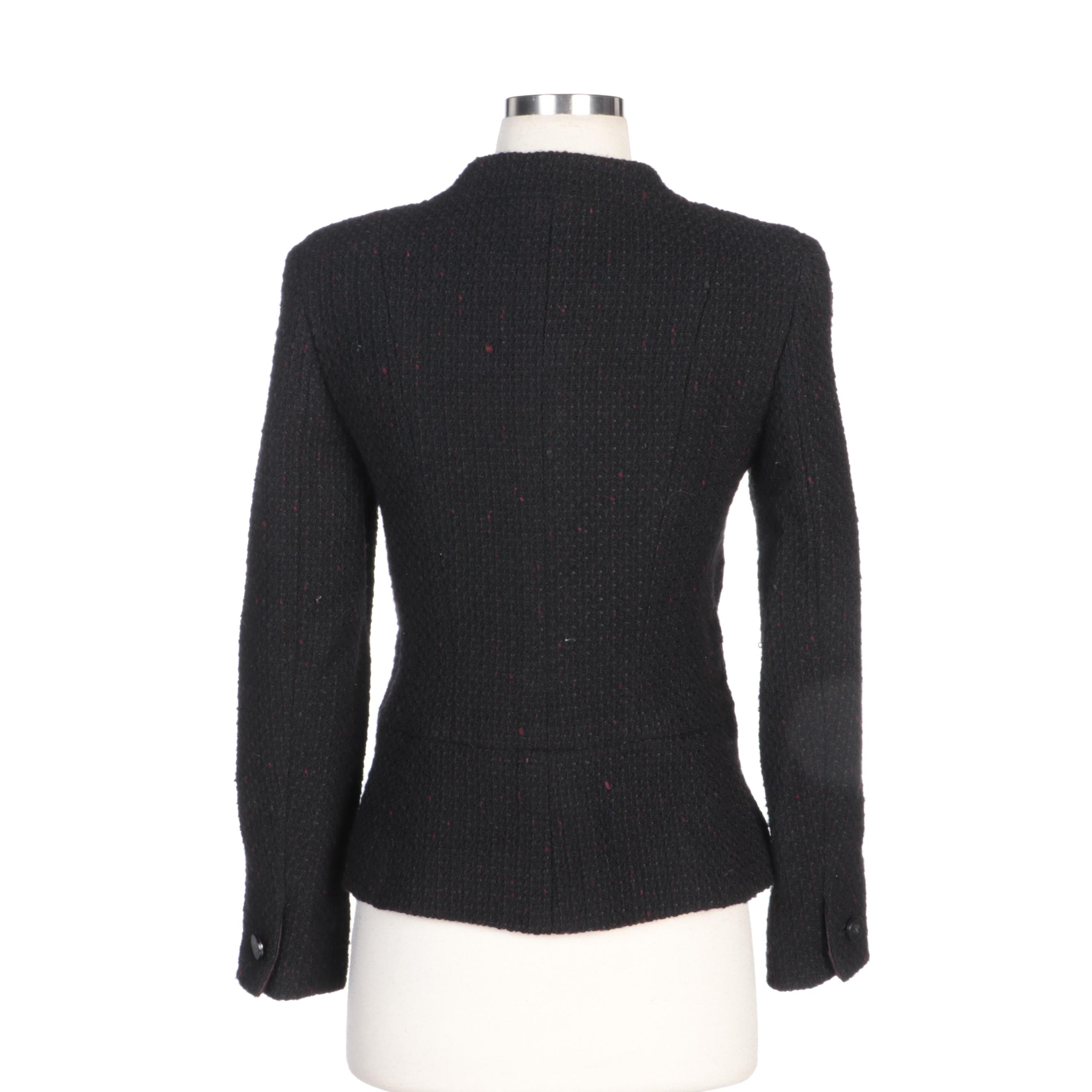 Chanel Black/Dark Red Wool Tweed Jacket