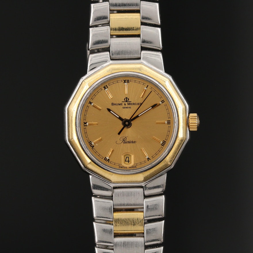 Baume & Mercier Riviera 18K and Stainless Steel Quartz Wristwatch