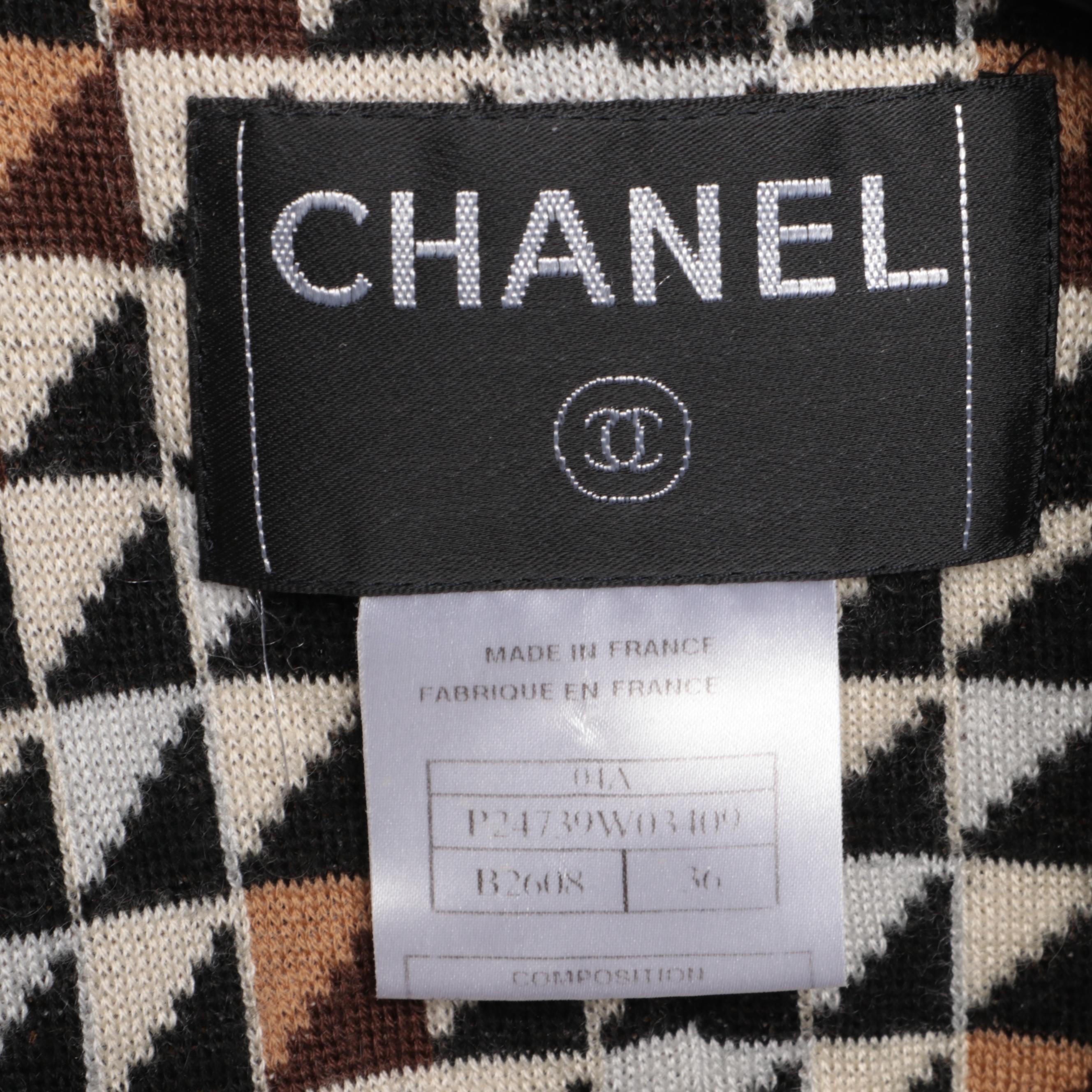 Chanel Cream and Brown Tweed Open Front Jacket with Fringed Edges