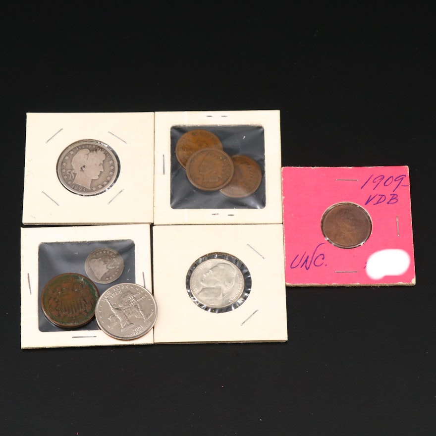 1909 VDB Lincoln Wheat Cent and Assorted US Coins