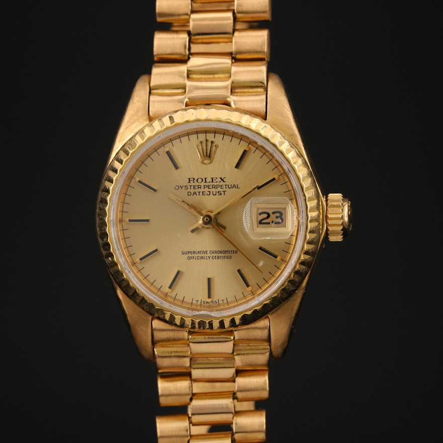 1982 Rolex Datejust President 18K Gold Automatic Wristwatch