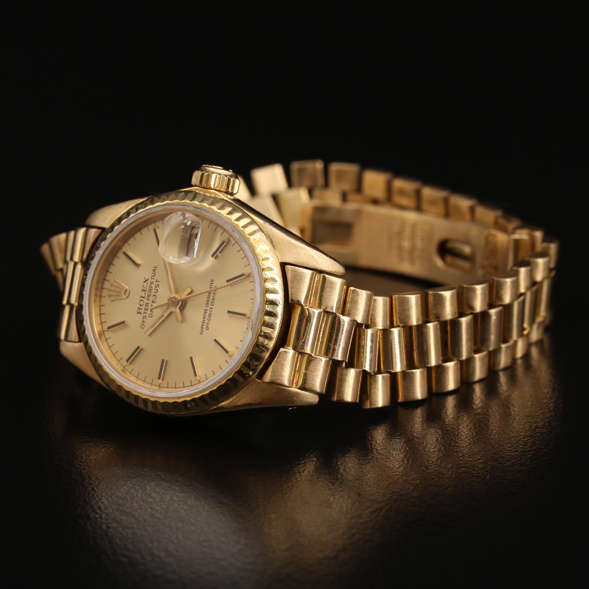 1982 Rolex Datejust President 18K Gold Automatic Watch