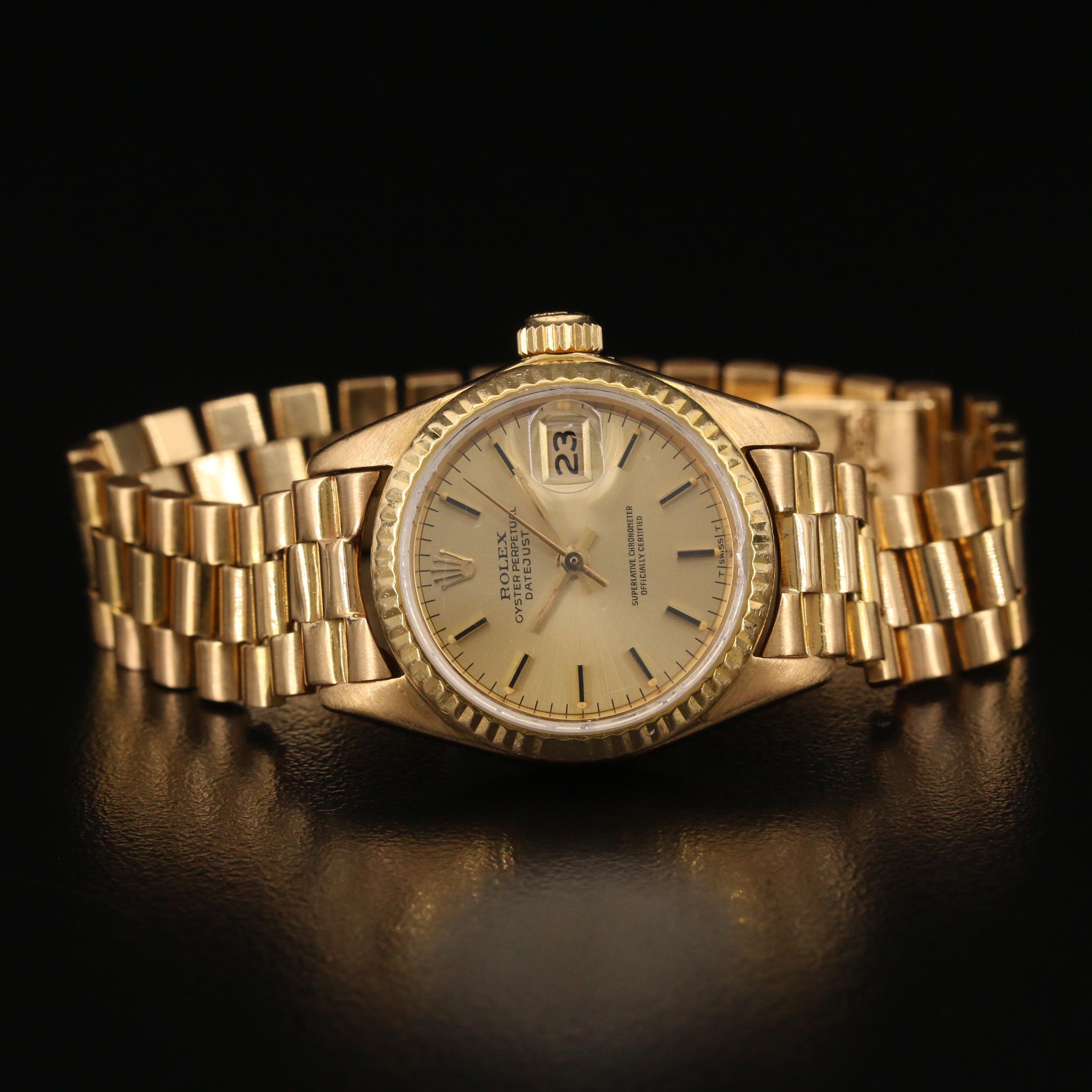 1982 Rolex Datejust President 18K Gold Automatic Watch