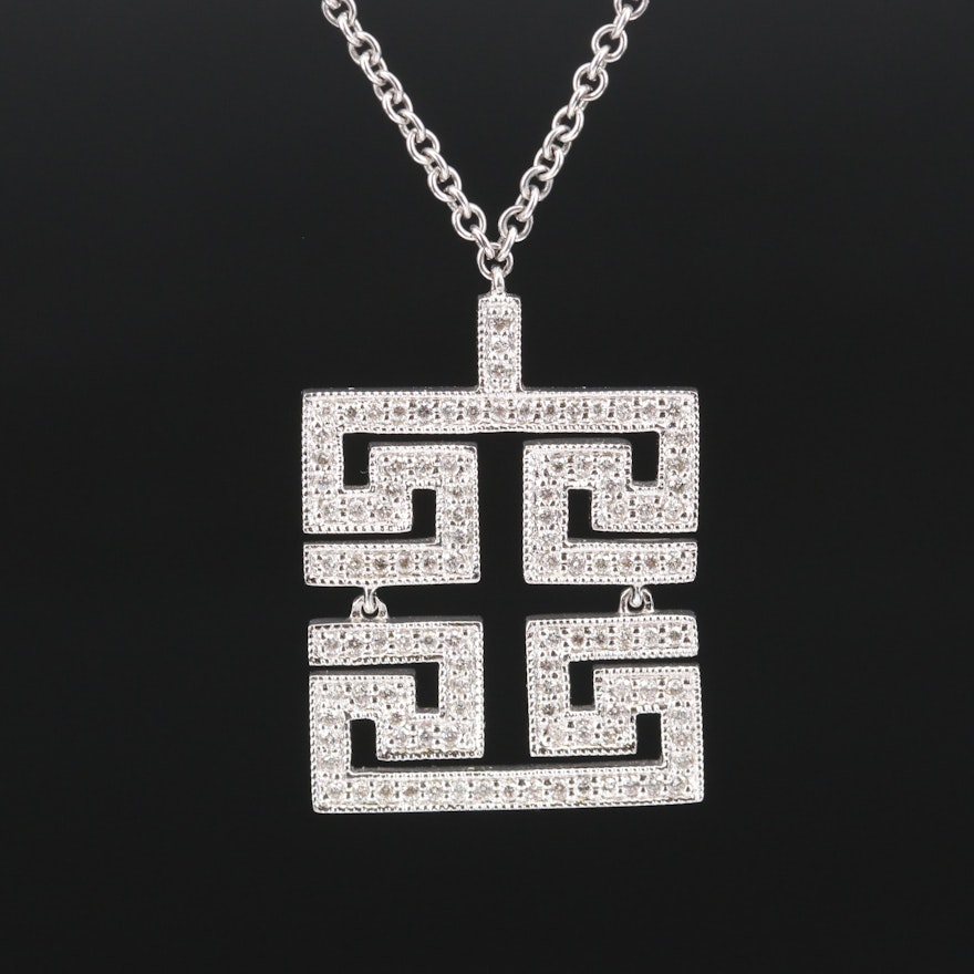 14K Diamond Greek Key Necklace