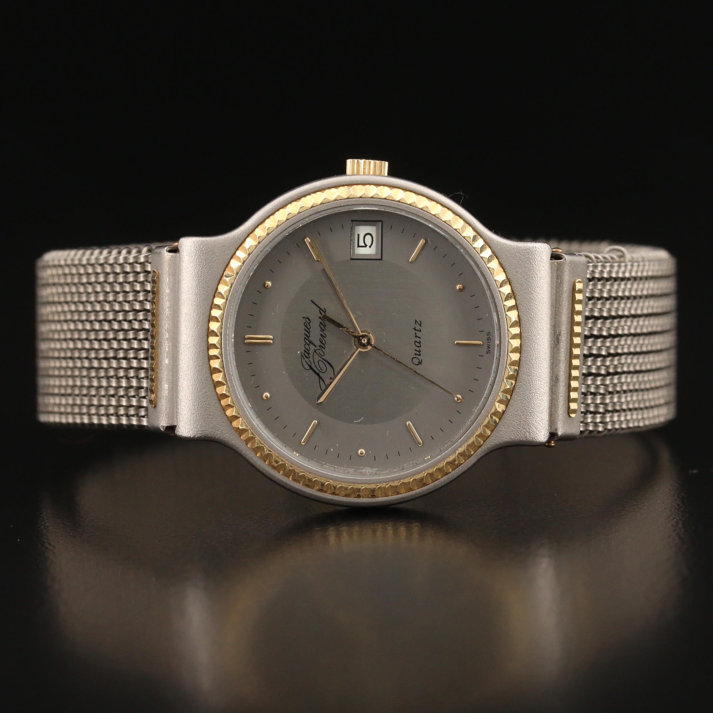 Jacques Prevard 18K Gold and Titanium Quartz Wrsitwatch