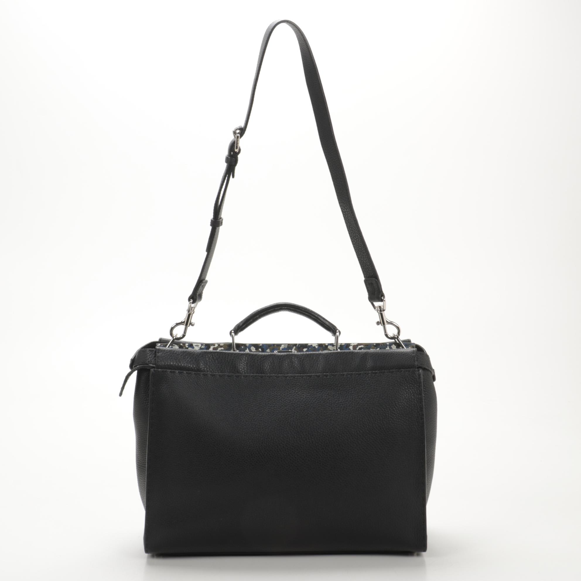 Fendi Sellaria Peekaboo Bag in Grained Black Leather
