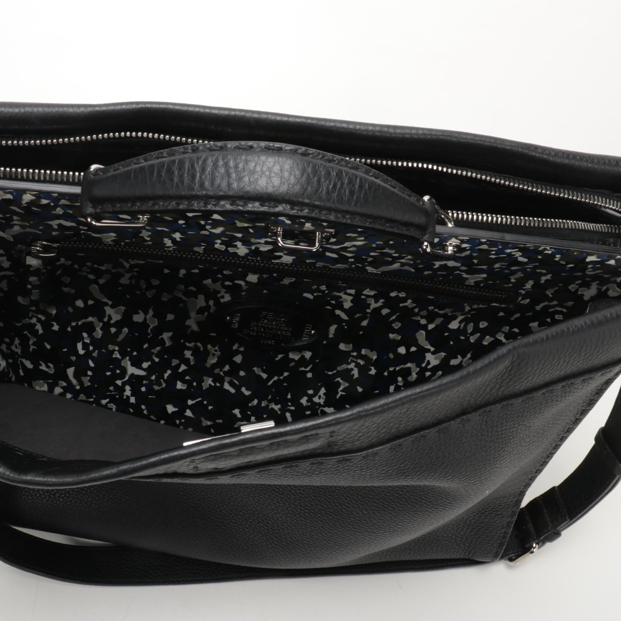 Fendi Sellaria Peekaboo Bag in Grained Black Leather