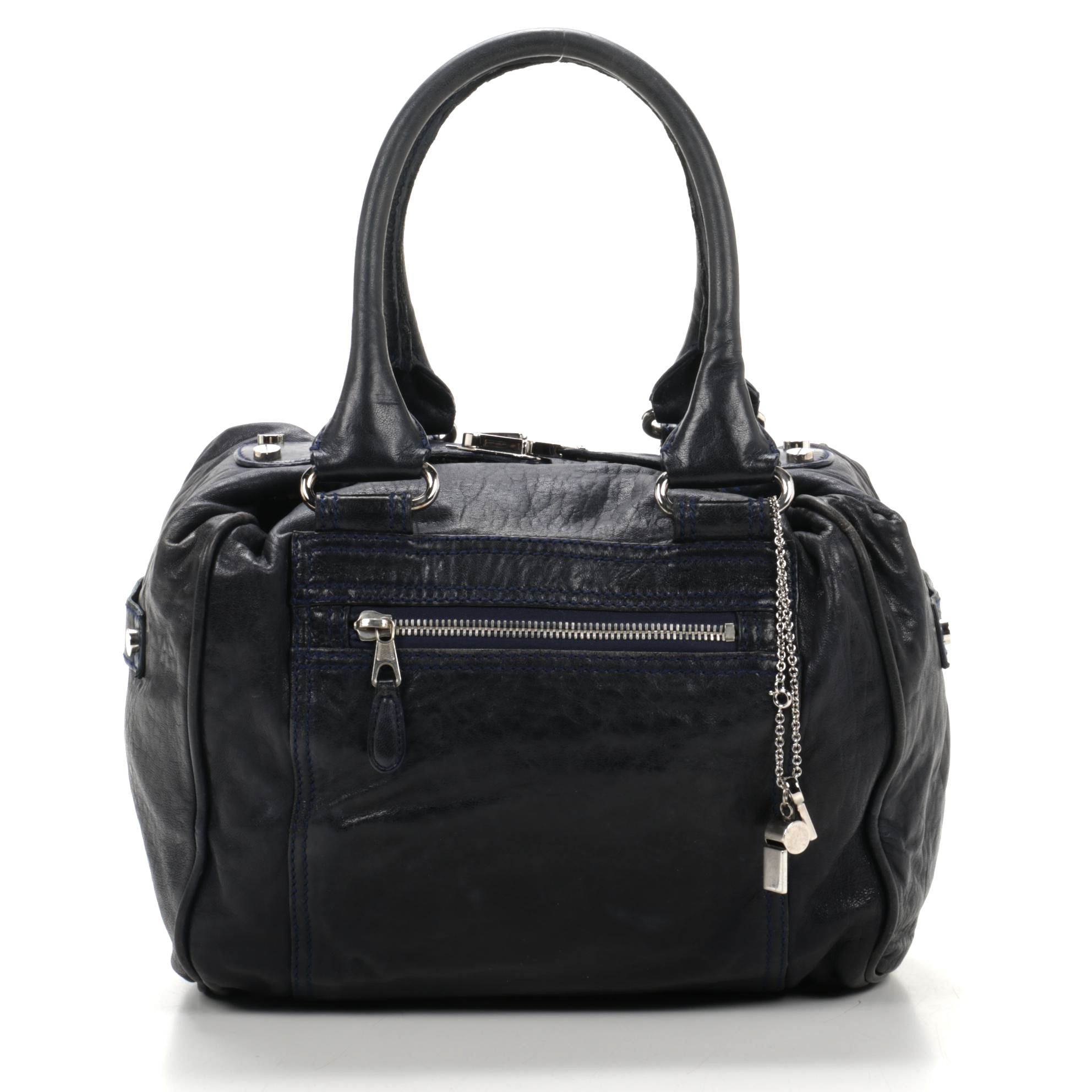 Balenciaga Whistle Bag in Dark Navy Blue Crinkle Leather