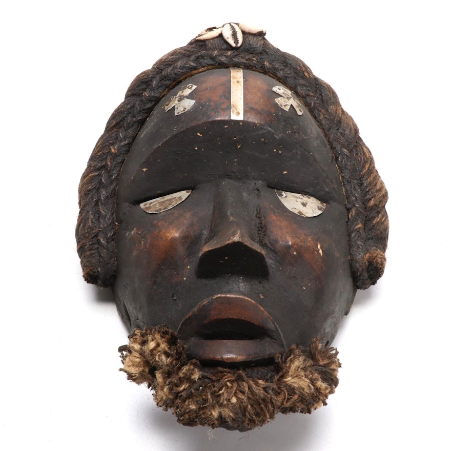 Dan Style Wooden Mask with Embellishments, West Africa