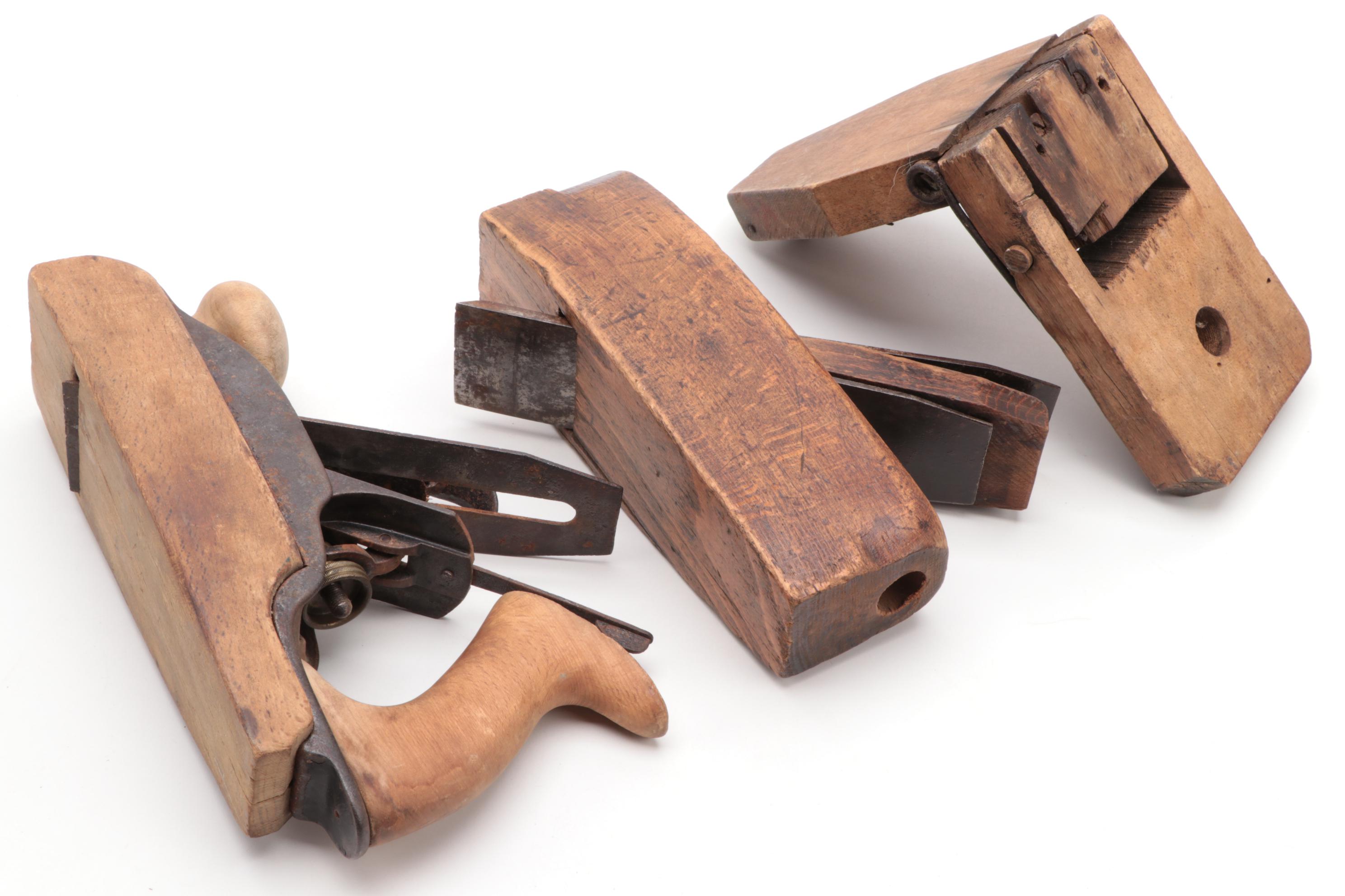 Stanley Metal Hand Plane with Wooden Hand Planes, Clamp and Trap