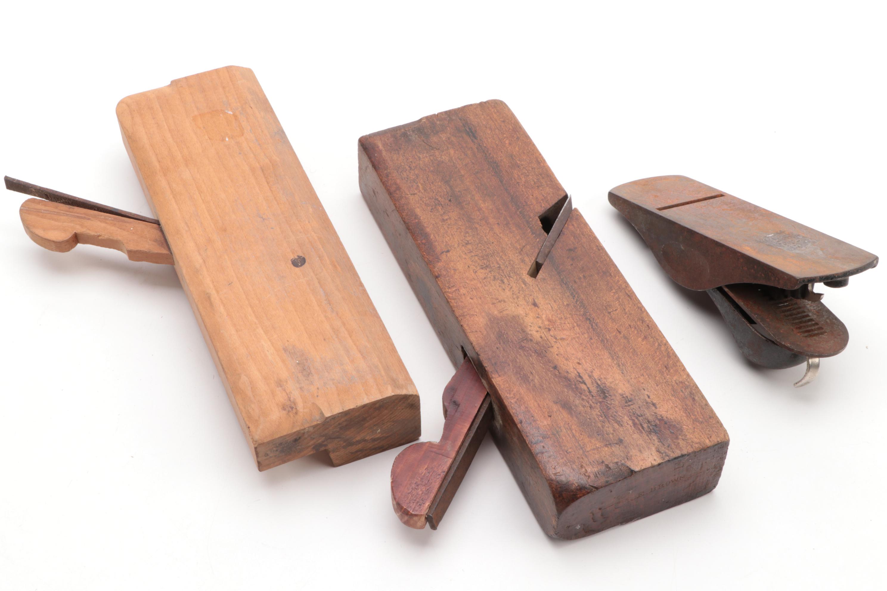 Stanley Metal Hand Plane with Wooden Hand Planes, Clamp and Trap