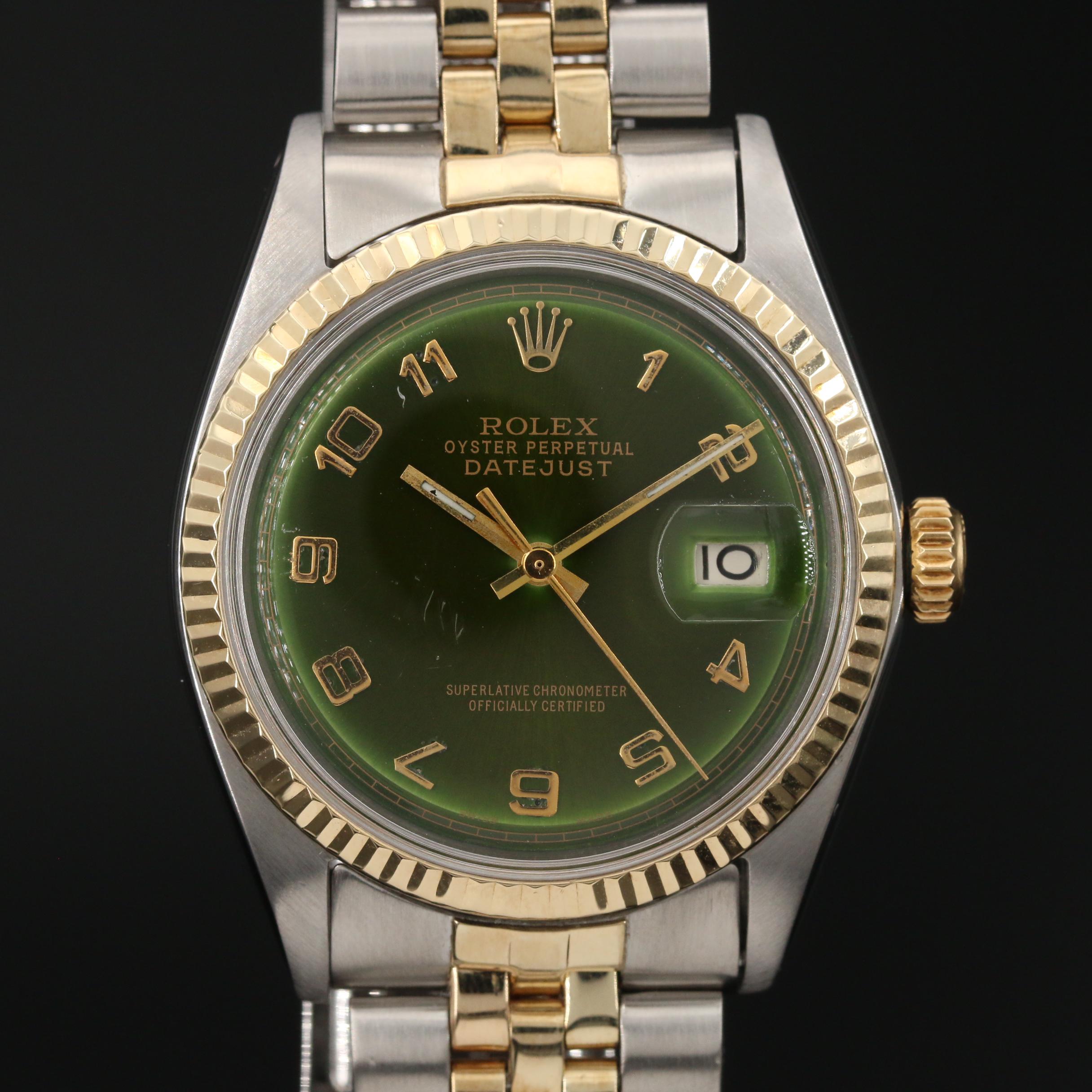 1969 Rolex Datejust 1601 Stainless Steel and 18K Gold Automatic Watch