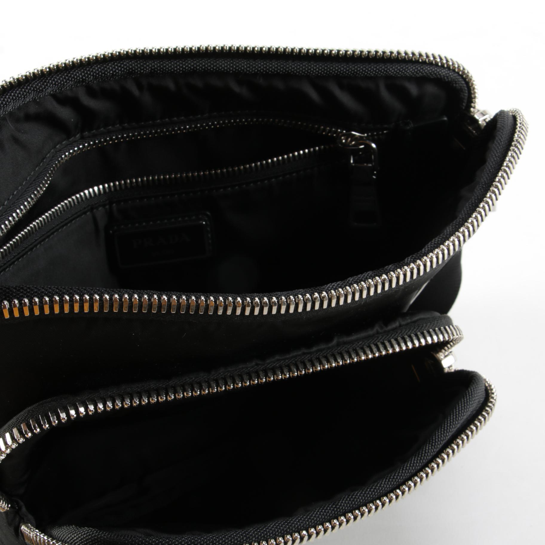 Prada Logo Black Nylon Messenger Bag