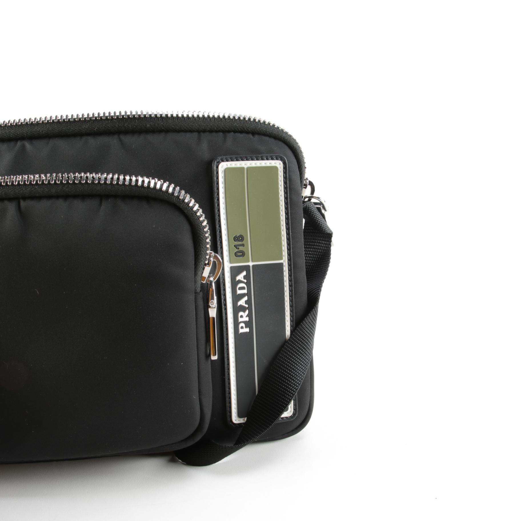 Prada Logo Black Nylon Messenger Bag