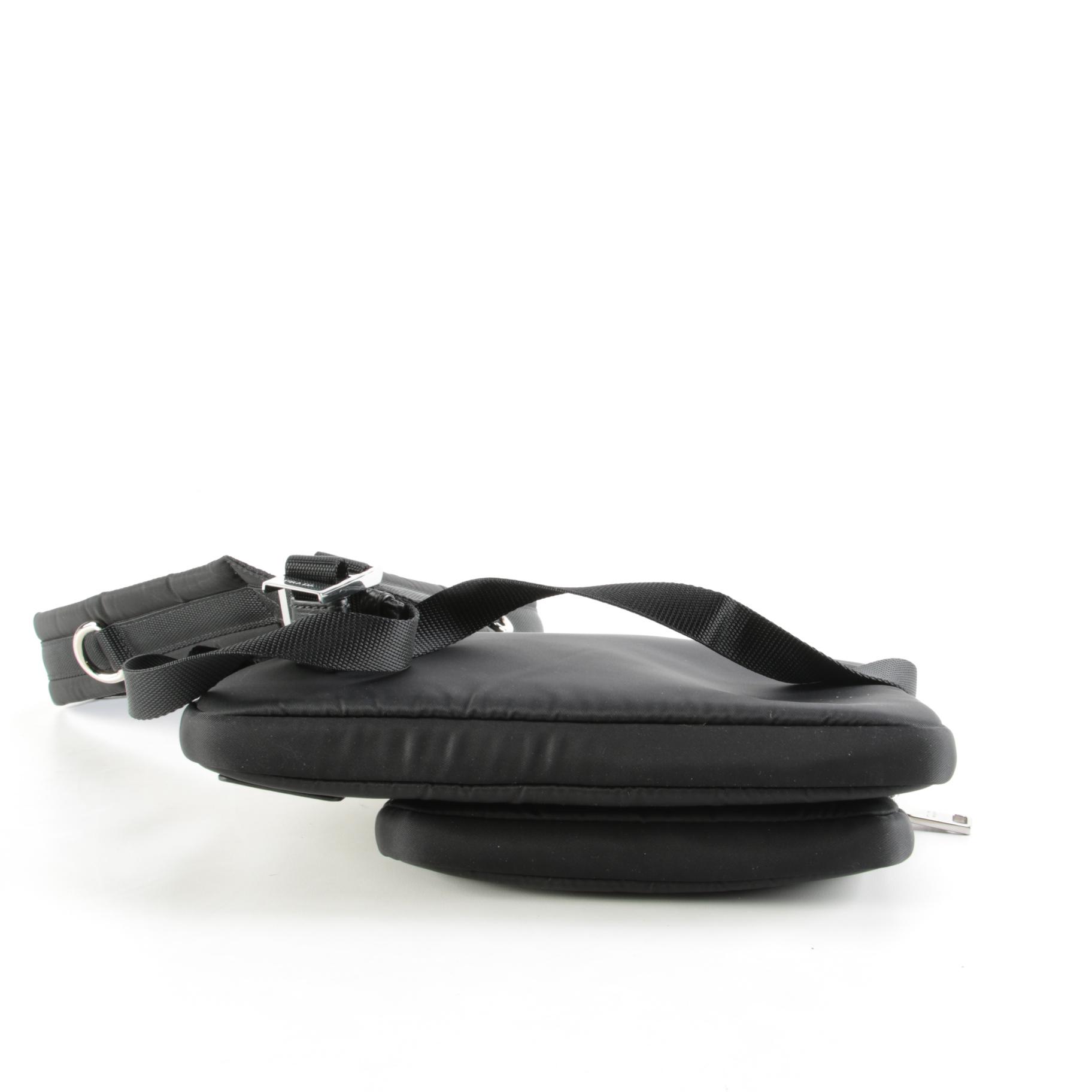 Prada Logo Black Nylon Messenger Bag