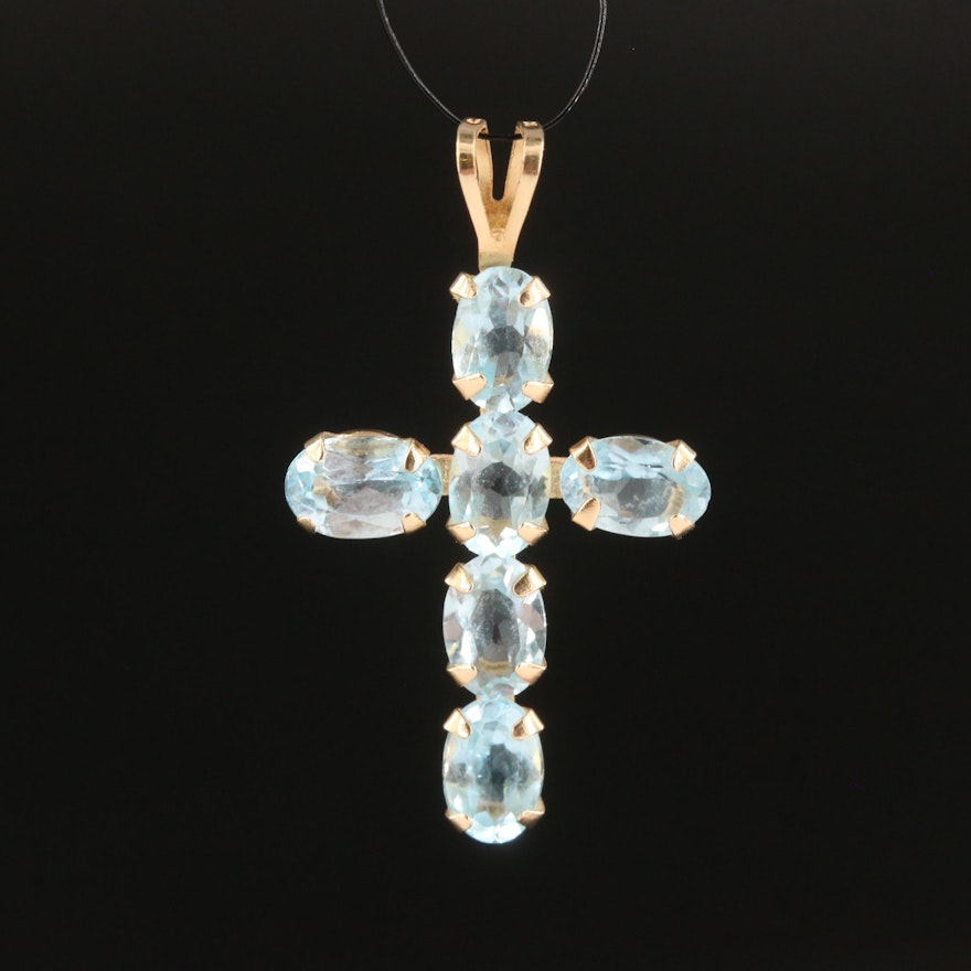 10K Topaz Cross Pendant