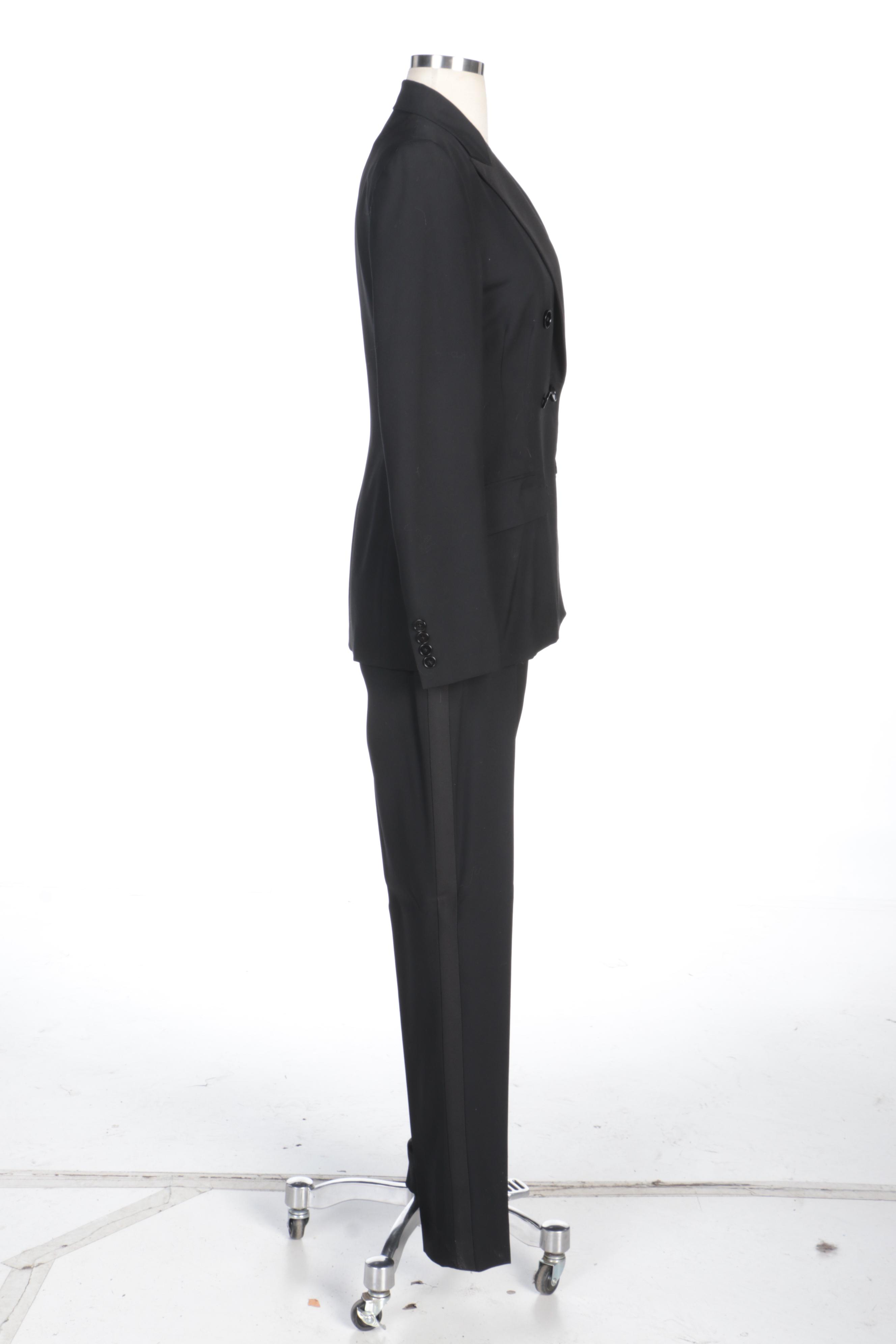 Ralph Lauren Black Label Wool Double-Breasted and Tuxedo Stripe Pantsuit