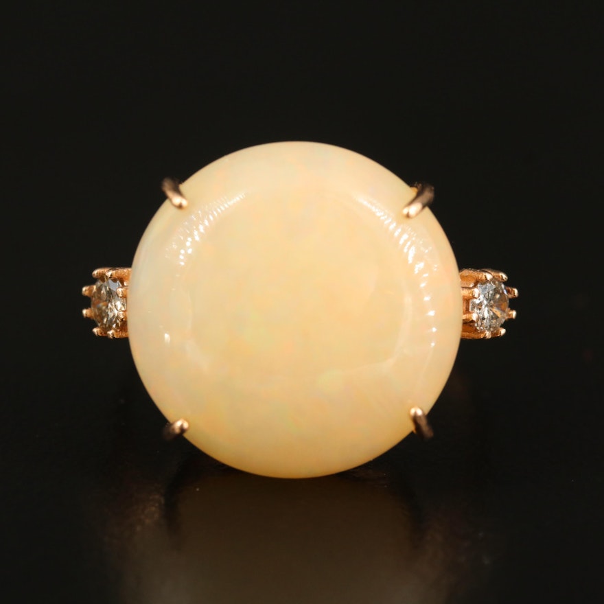 14K Opal and Diamond Ring