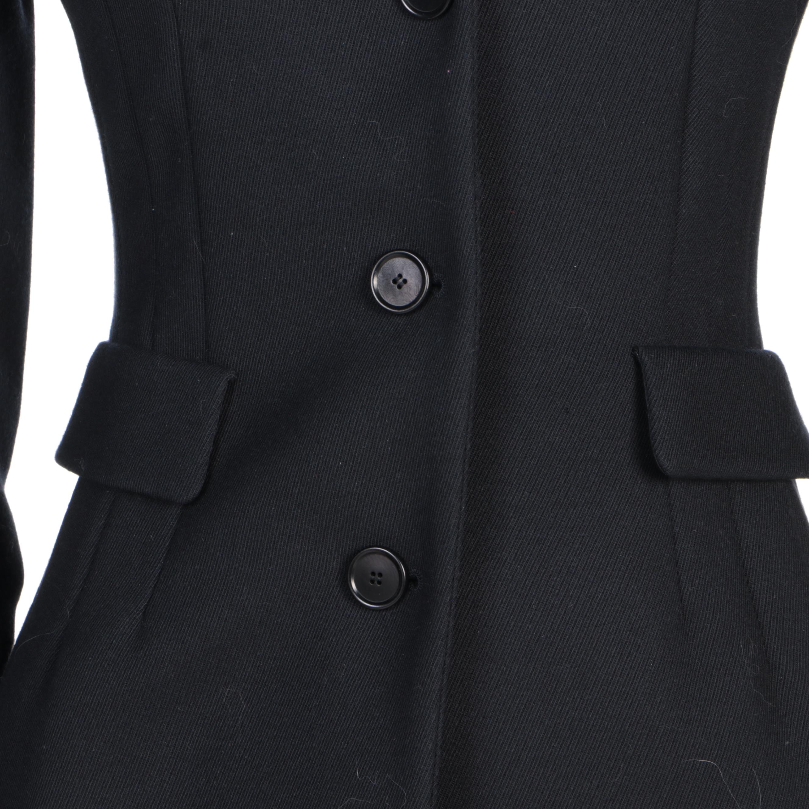 Akris Punto Black Wool Lapel Coat with Dart Details