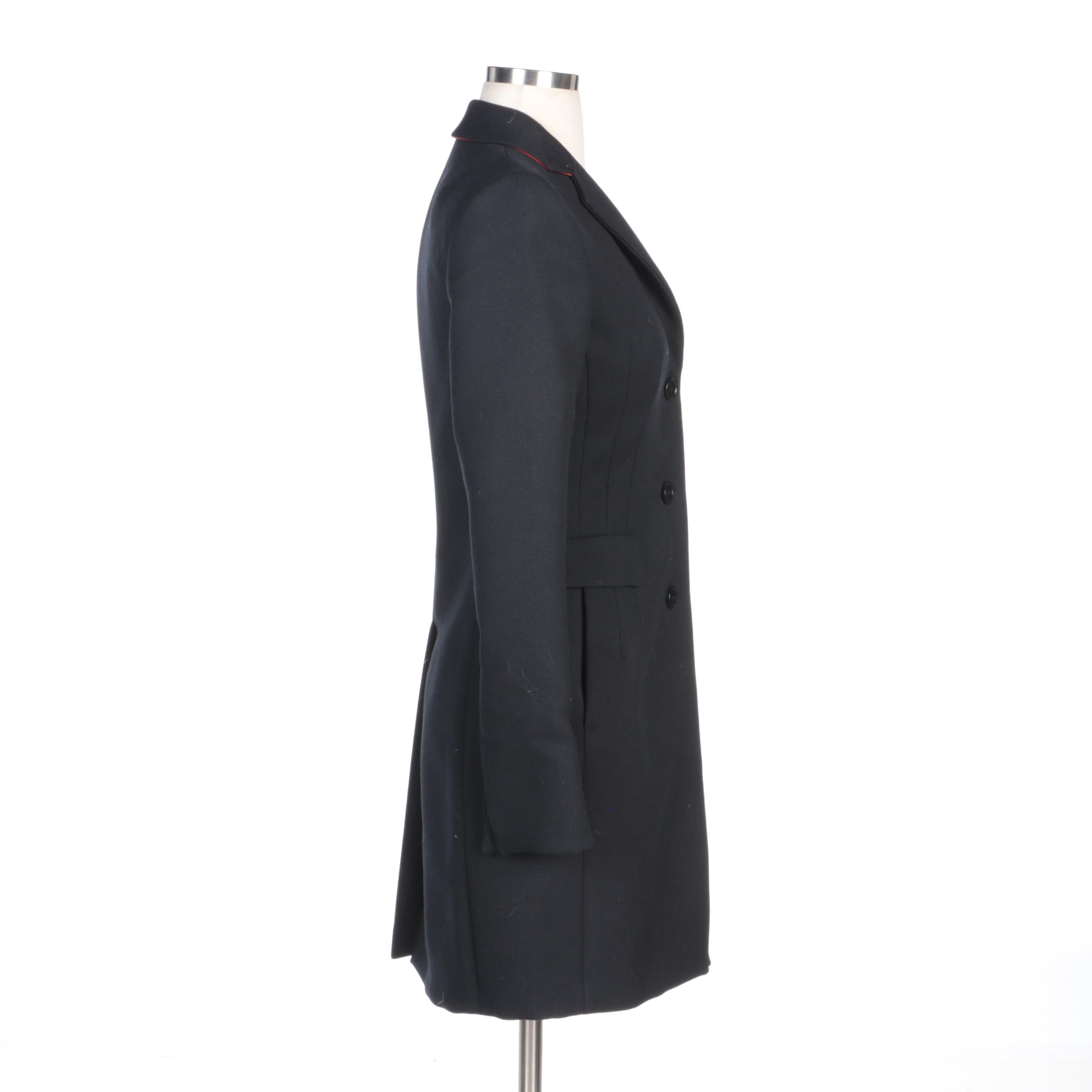 Akris Punto Black Wool Lapel Coat with Dart Details