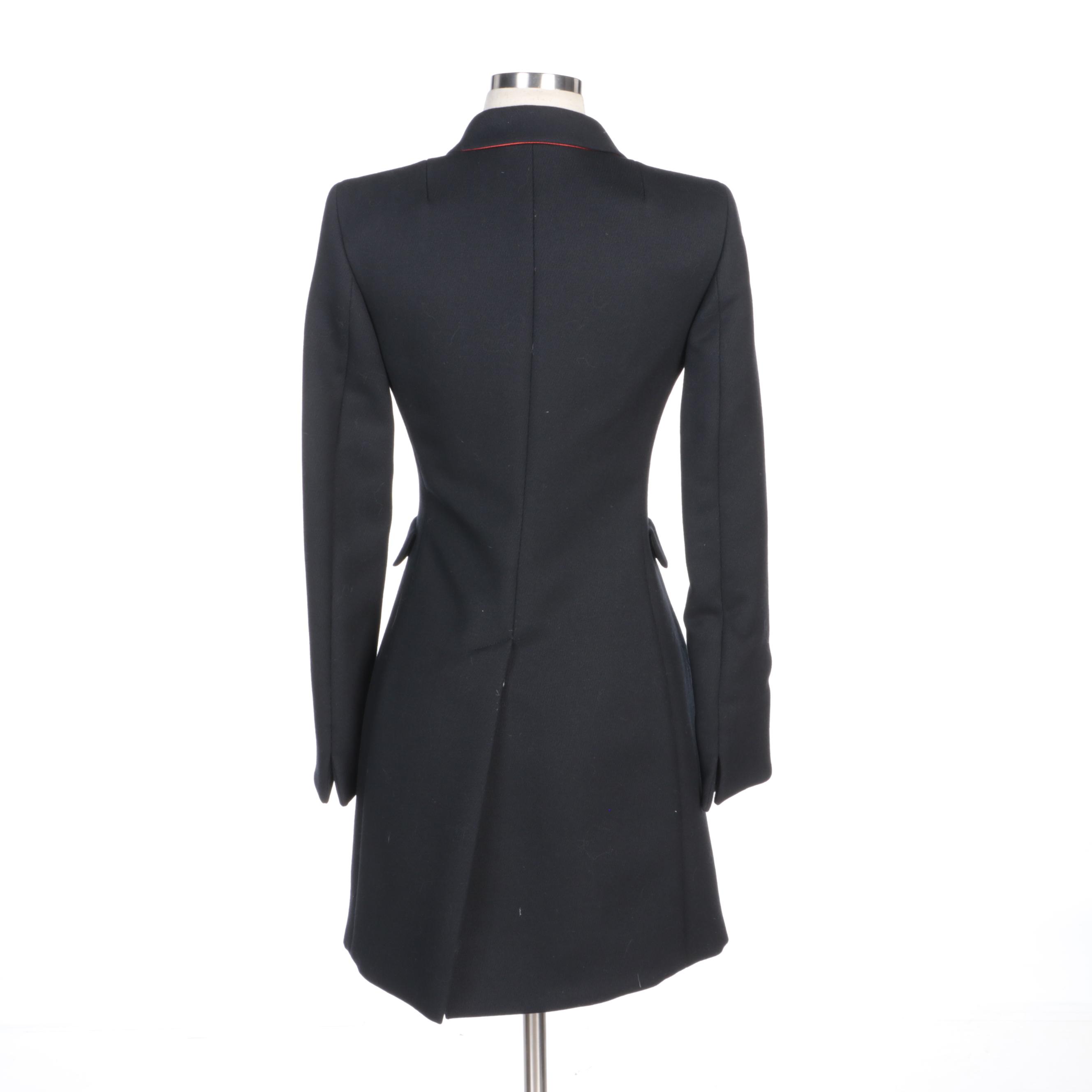 Akris Punto Black Wool Lapel Coat with Dart Details