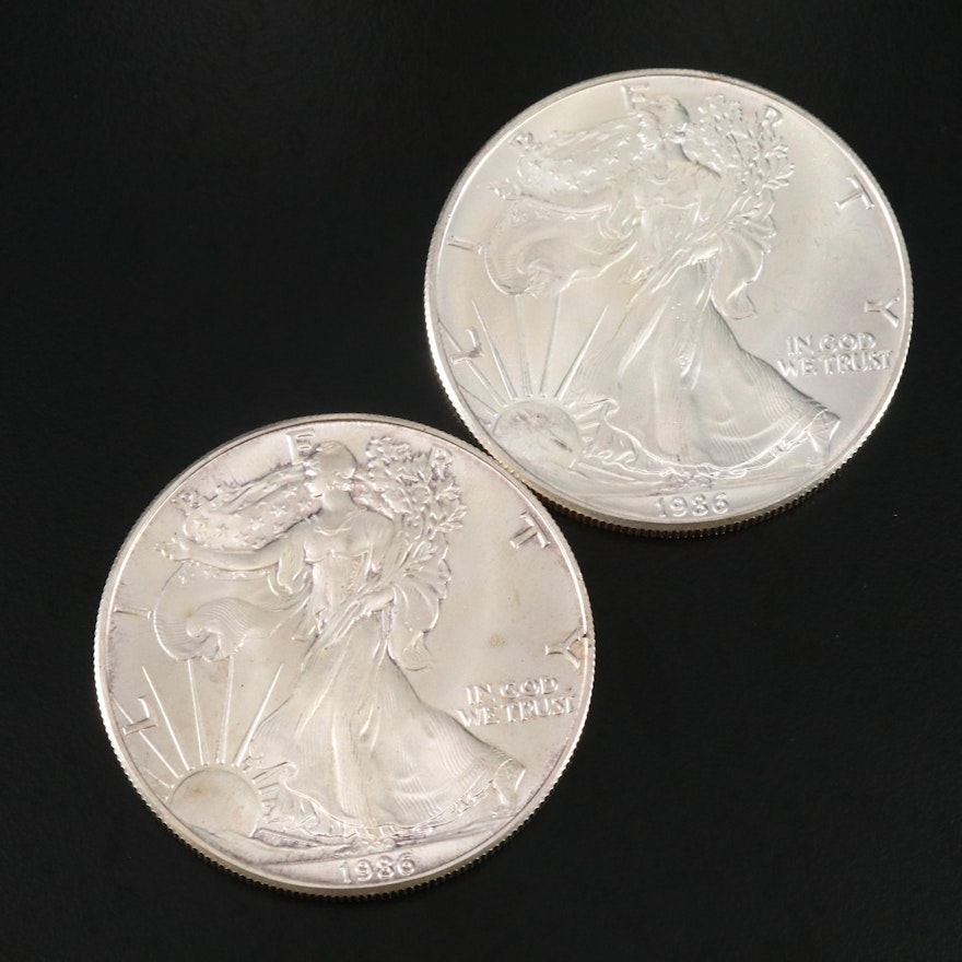 First Year Issue 1986 $1 American Silver Eagle Bullion Coins